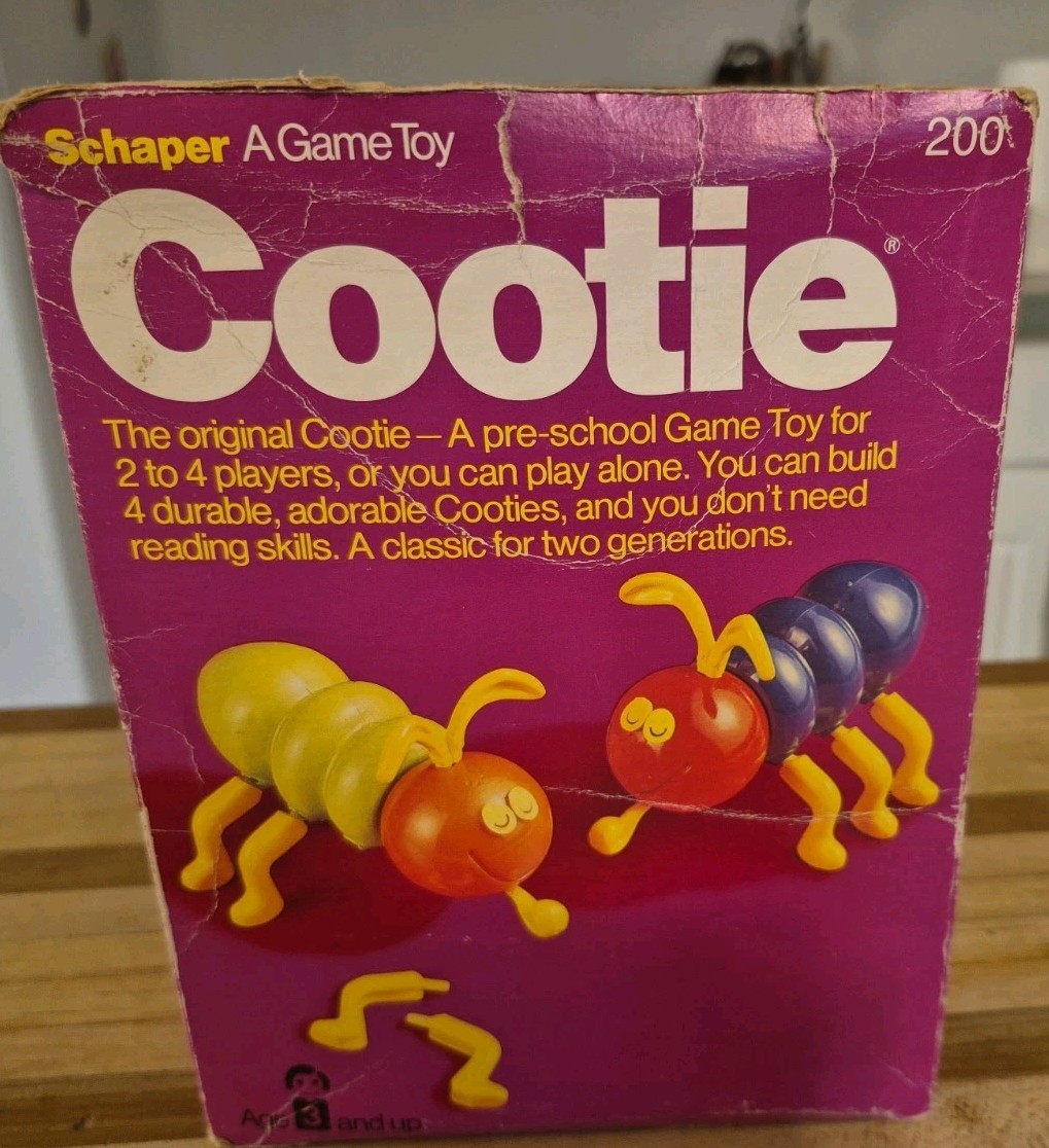 Vintage 1976 Schaper Cootie Game Toy 100% COMPLETE Set with Original Box