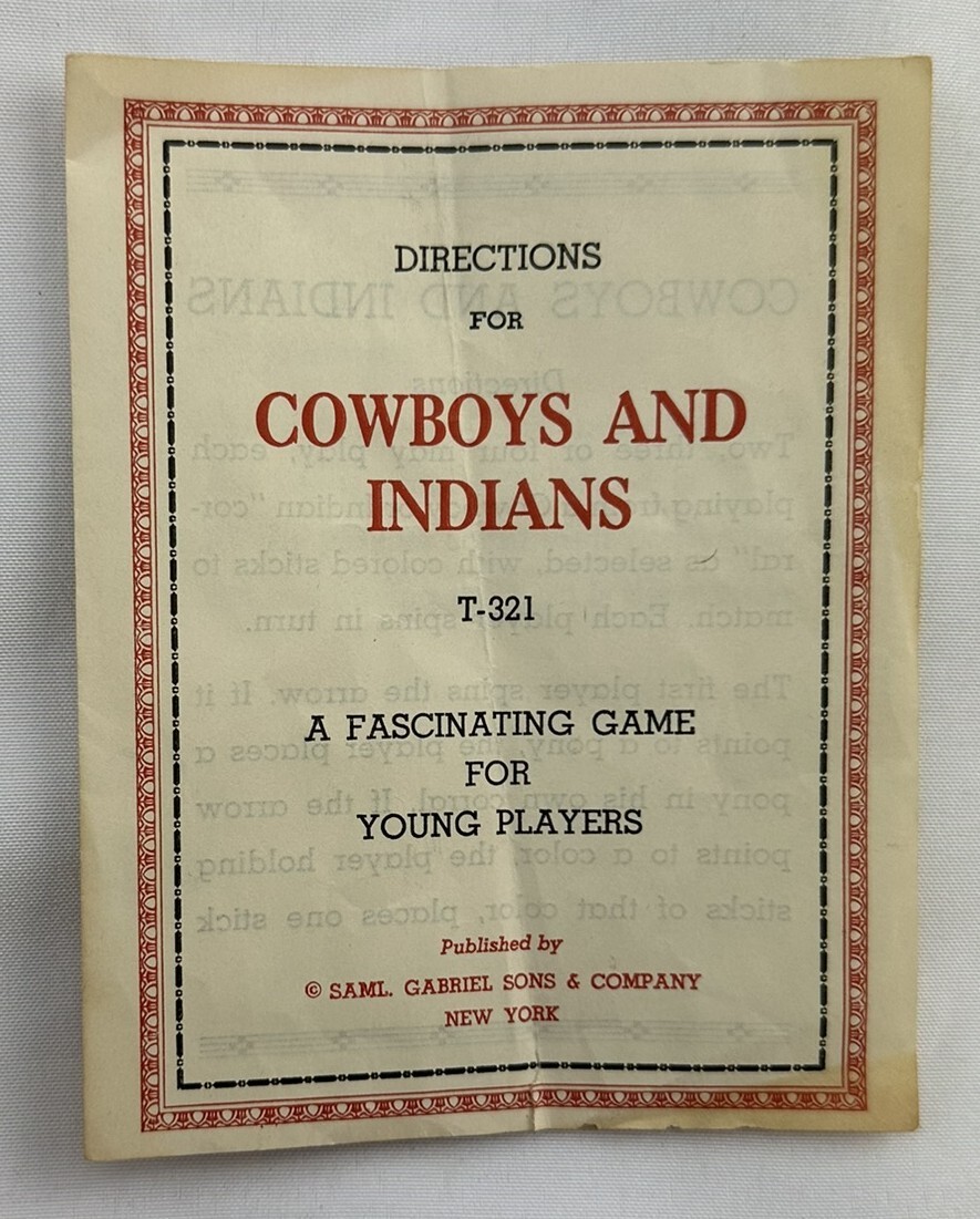 1950 Cowboys and Indians Game by Gabriel in Good Condition FREE SHIPPING