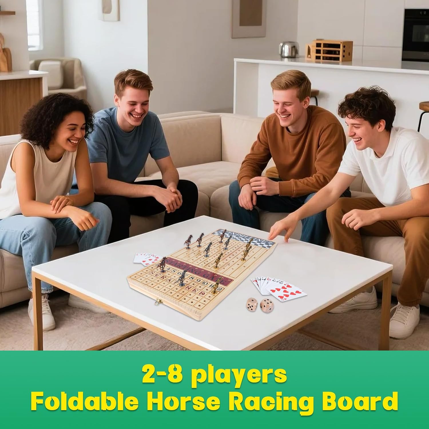 Large 23 Inches Horse Race Board Game, Premium Durable Foldable Wooden Box, Hors