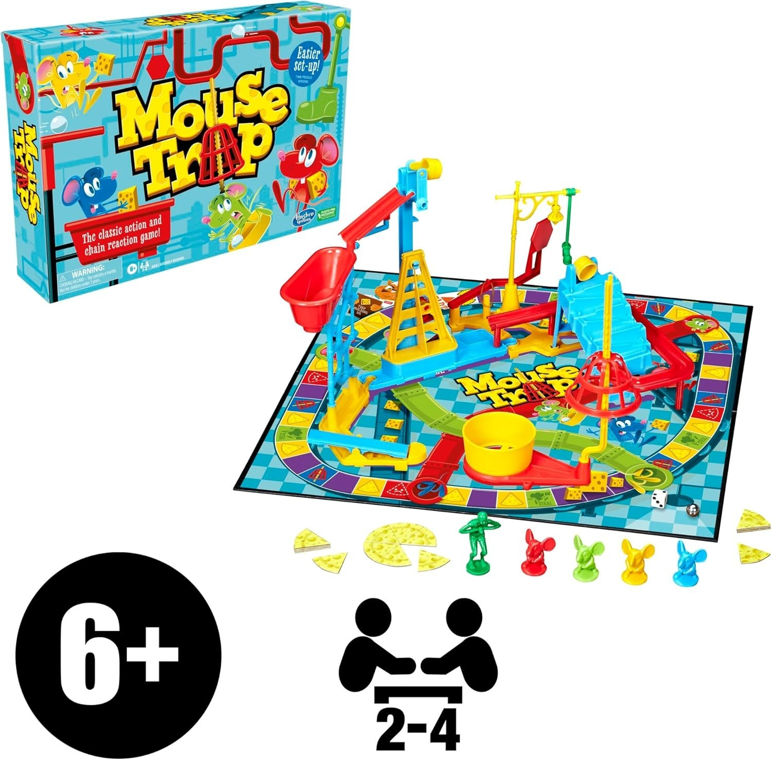 Hasbro Gaming Mouse Trap Board Game Kids 6+ Classic 2-4 Player Multicolor Easier