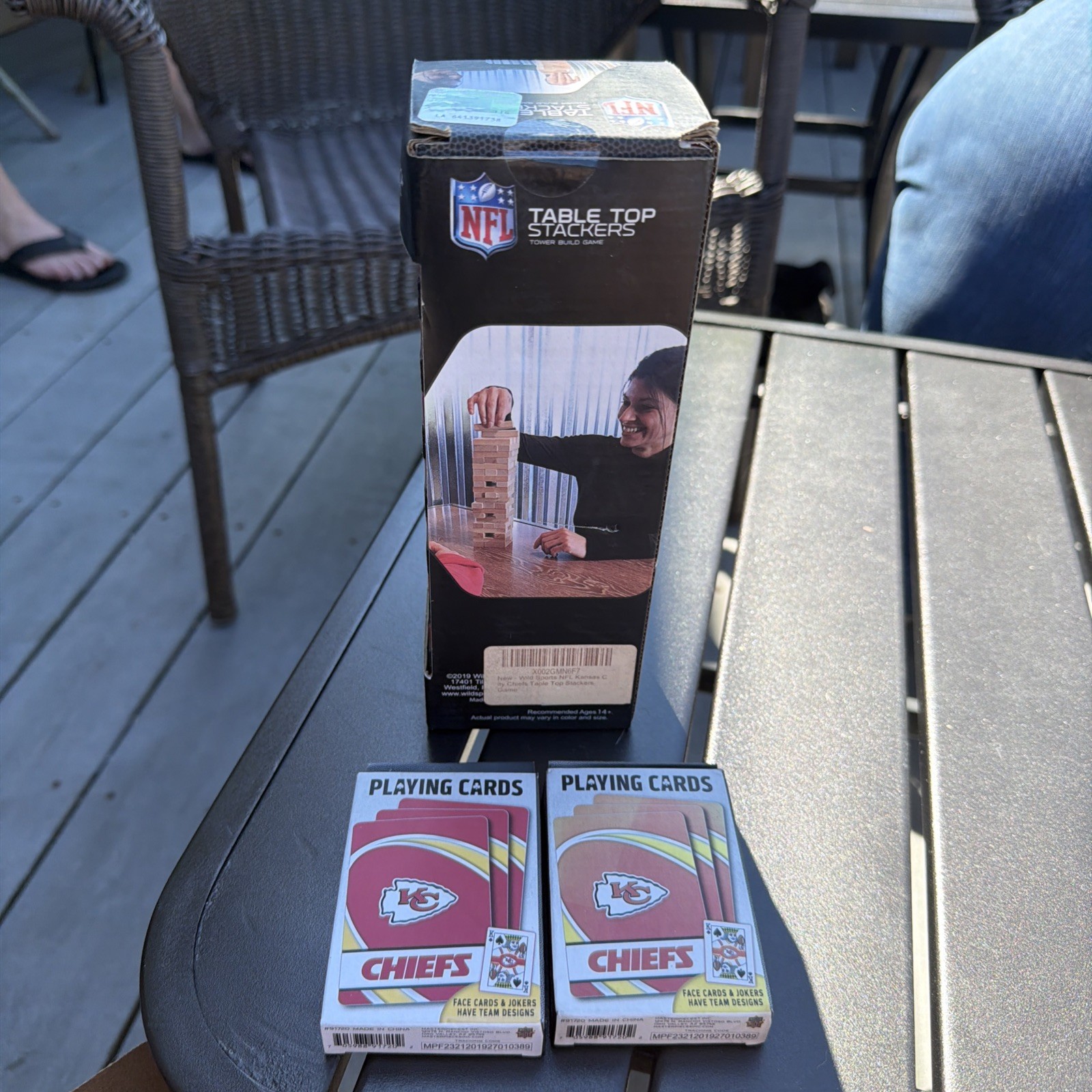NFL Table Top Stackers Chiefs Wood Block Family Game Sports Theme w/cards