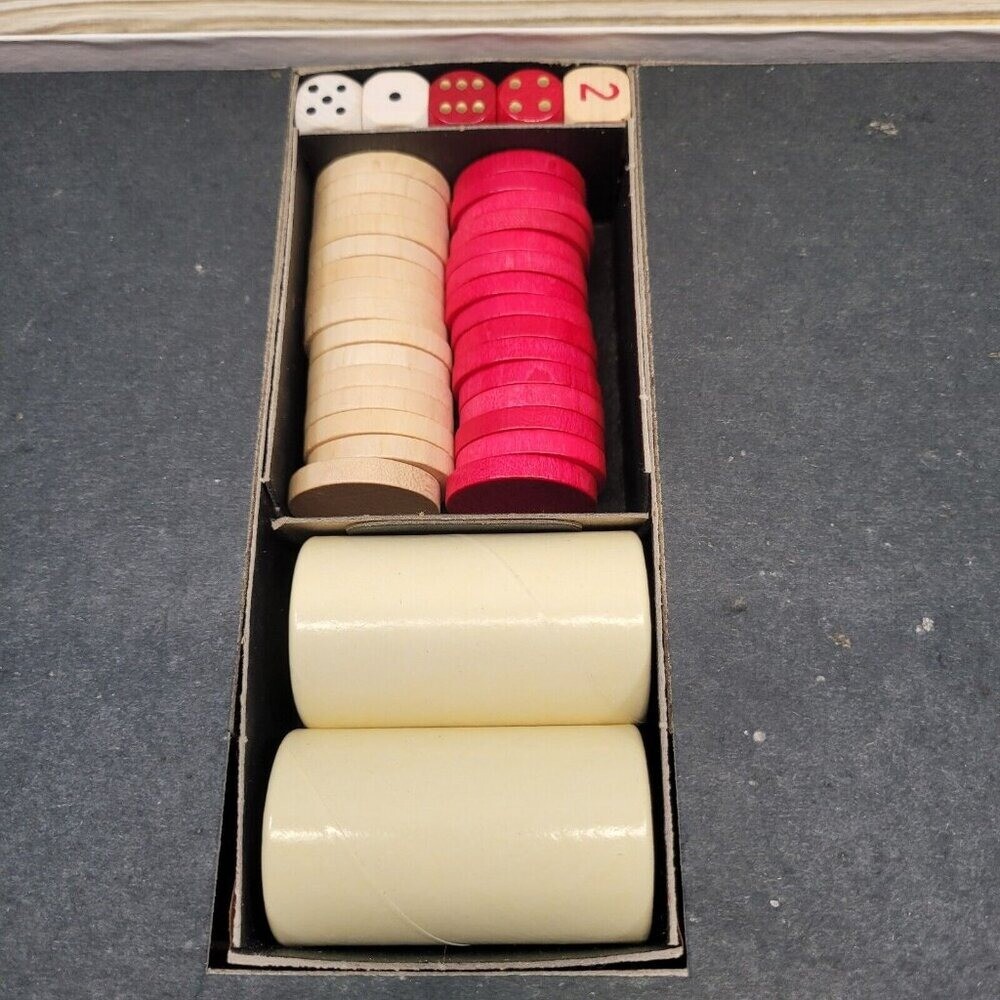 Backgammon Game Wood Pieces Game Night 1975 Selchow and Richter Vintage