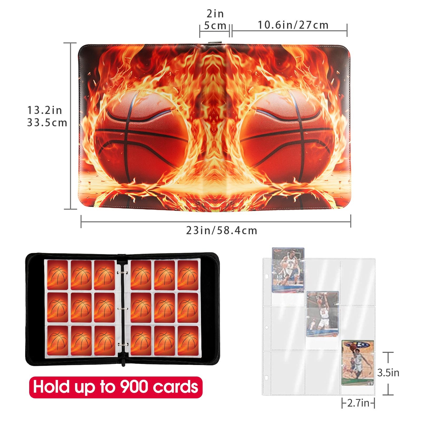 Basketball Card Binder with Sleeves, 900 Pocket 900 Pockets, Theme