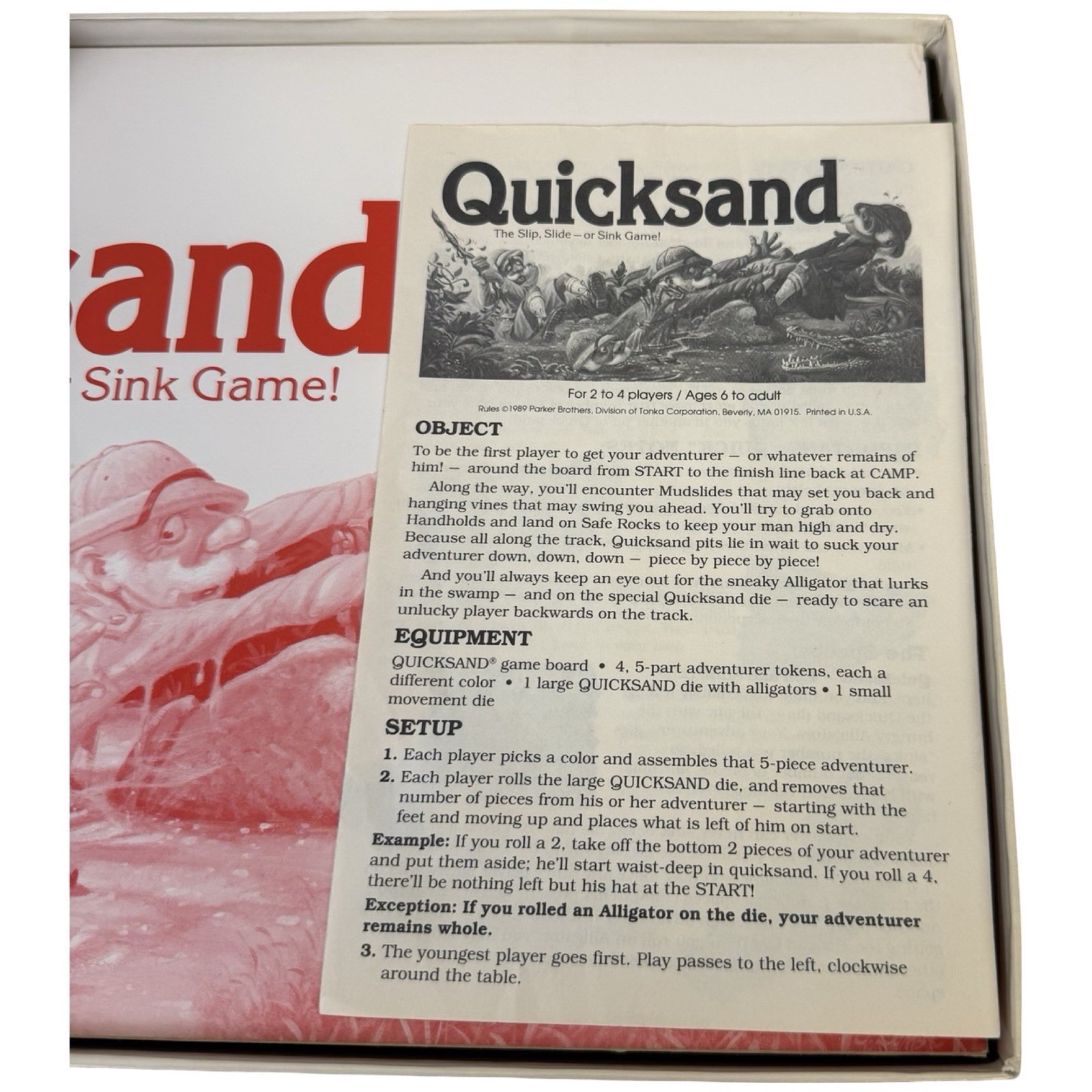 Quicksand Board Game 1989 Parker Brothers “Slip, Slide or Sink!” Incomplete