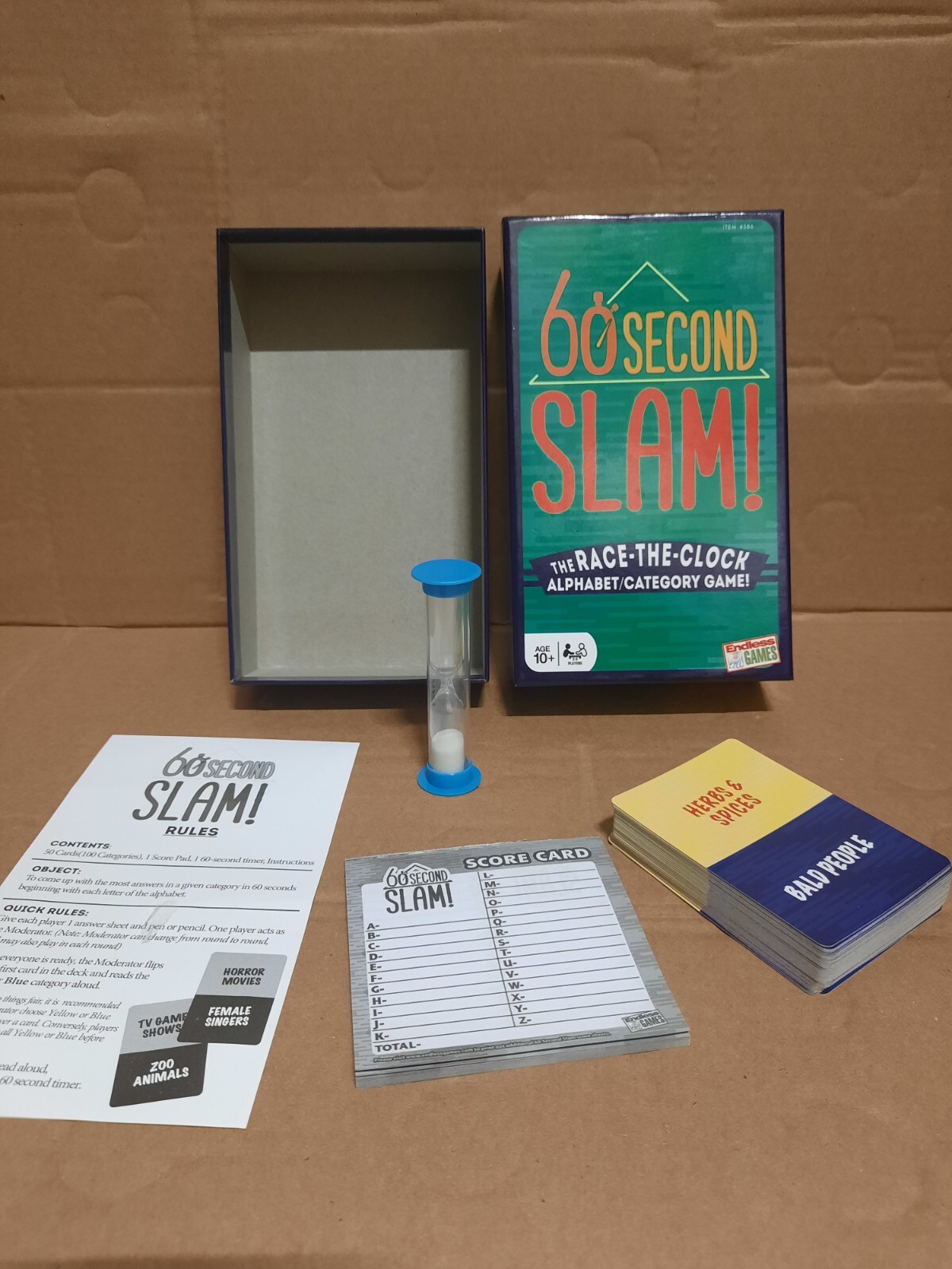60 Second Slam! The Race-The-Clock Alphabet/Category Game! By Endless Games VG+