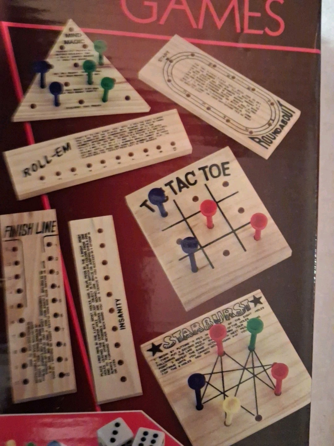 NEW! 7 Wood GAME boards GOOD FOR CAR TRIPS! FineLife Peg Games Brain Teasers FUN