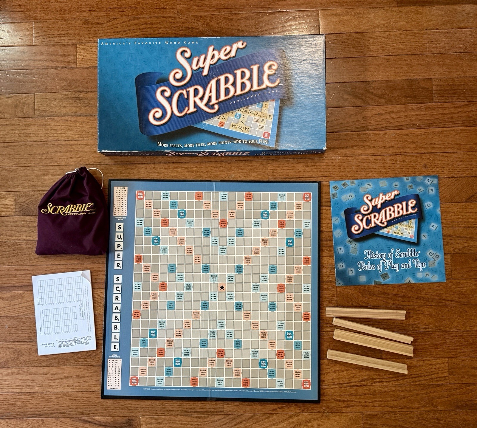 Super Scrabble Winning Moves by Hasbro 2004 Board Game 200 Tiles complete