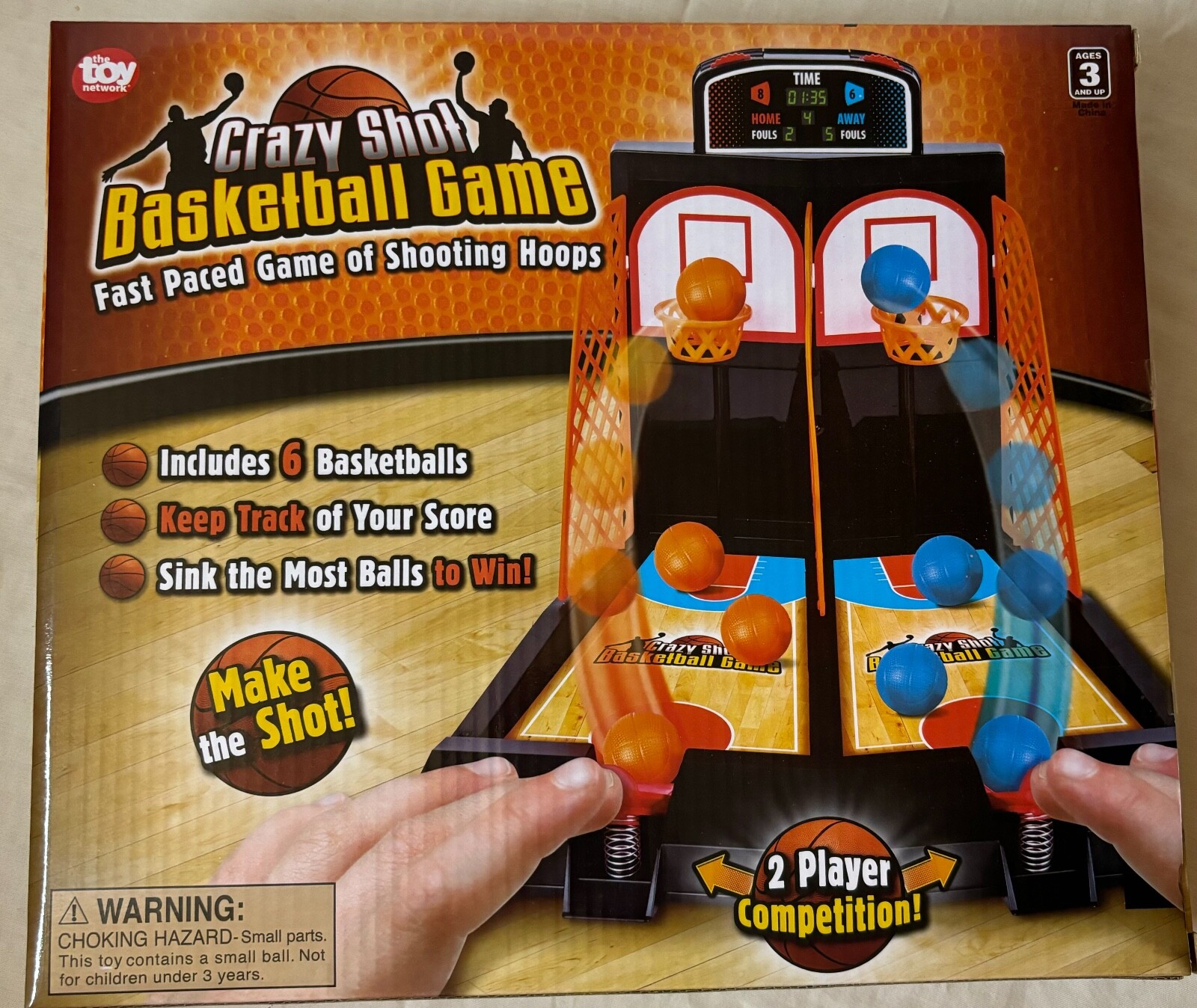 crazy shot basketball game with 3 orange and 3 blue balls