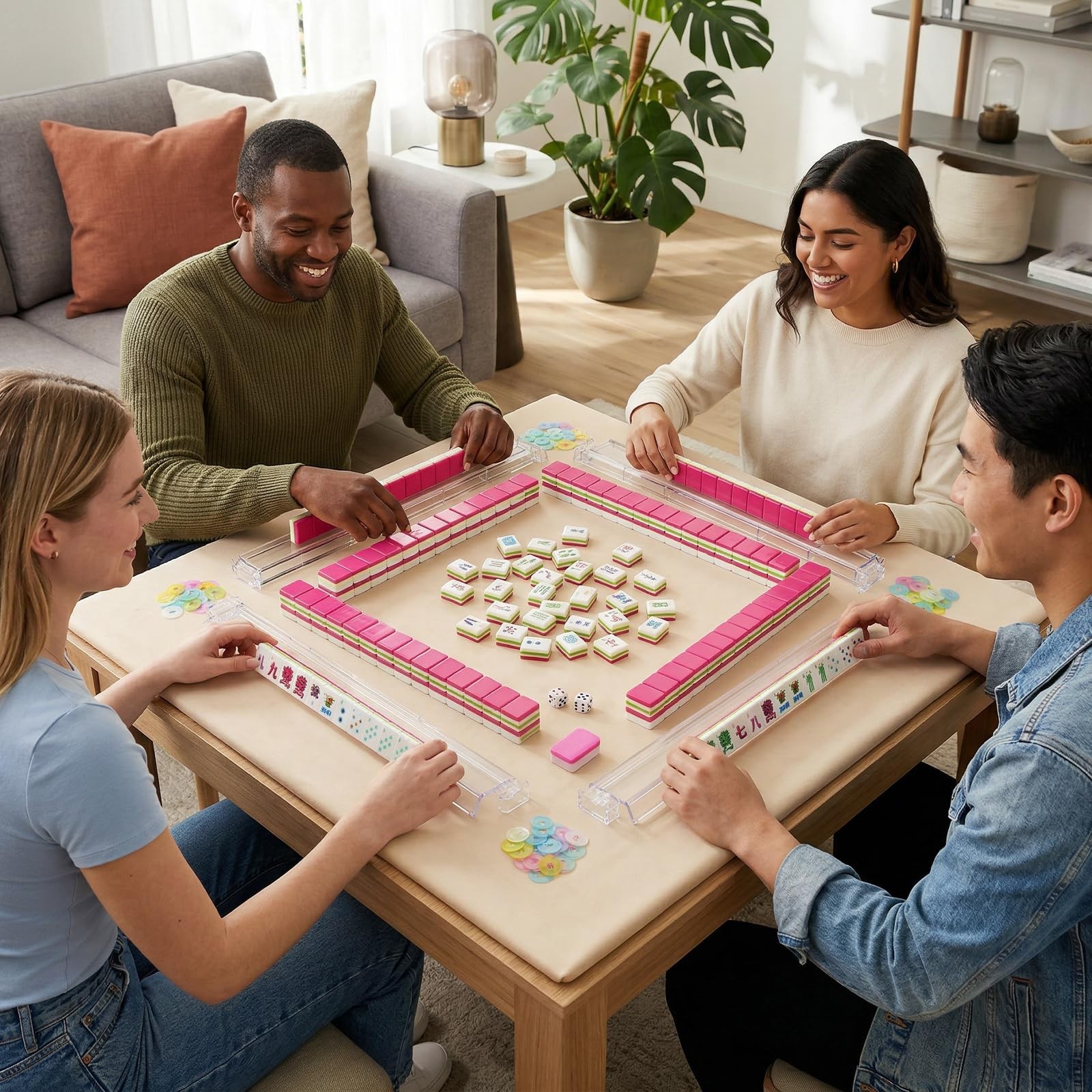 Ikowo American Mahjong Tile Set(4 Layer), 1.2”Mahjong Tile Set with Carrying …