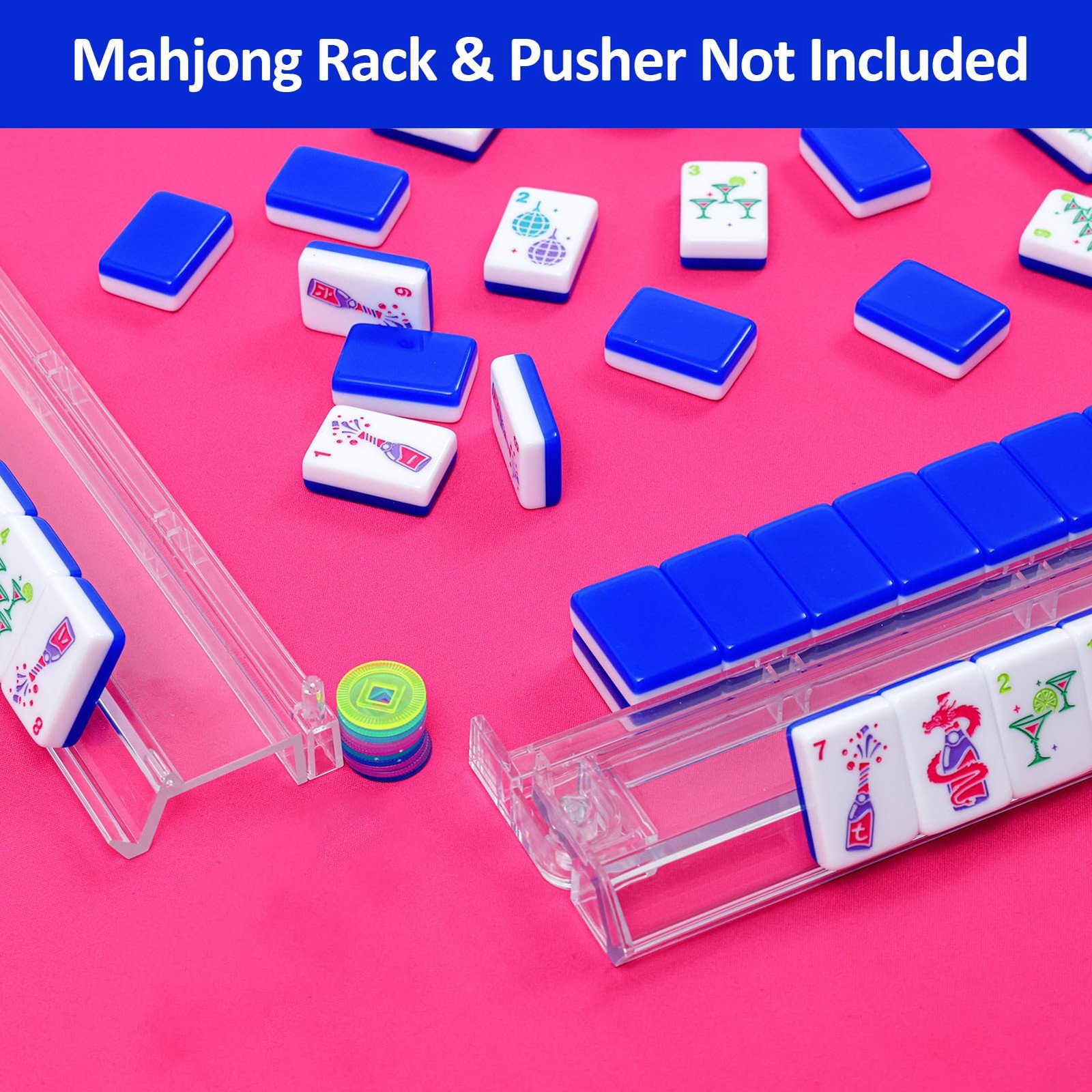 My Mahjong Trove 160 Blue Acrylic American Mahjong Game Set with Carrying Bag…