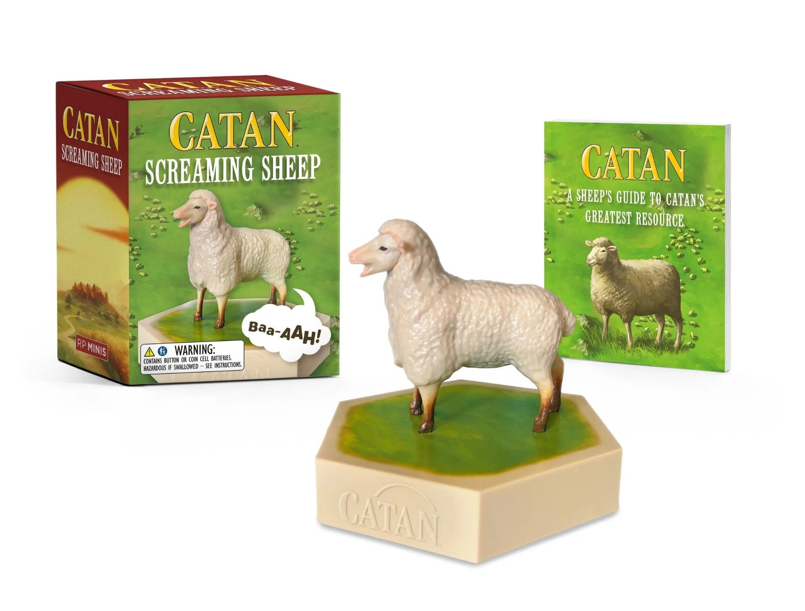 Catan Board Game 3″ Screaming Mini Sheep Figurine plus Mini Book NEW SEALED