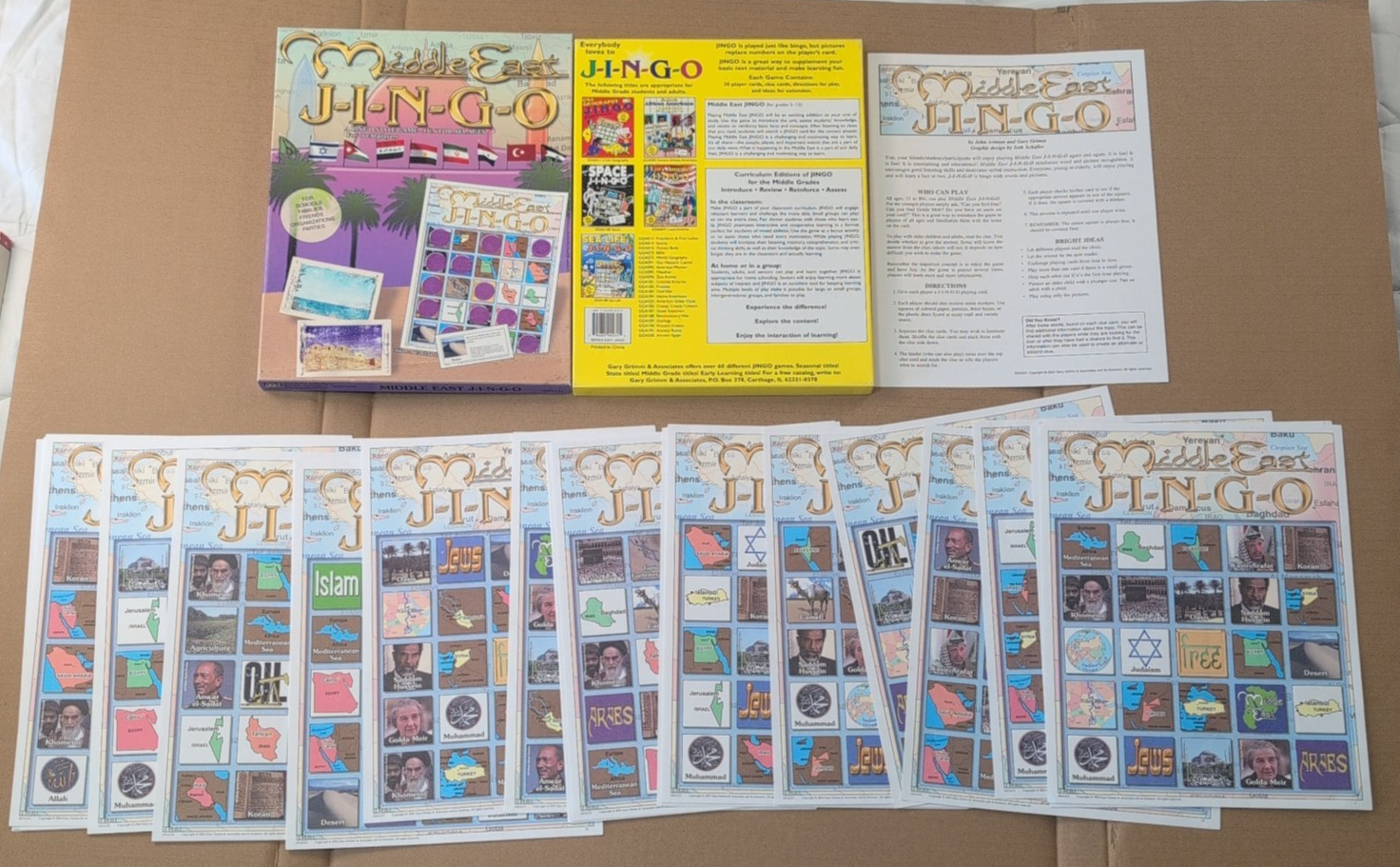 Lot of 6 JINGO Bingo Educational Presidential, American, Middle East *INCOMPLETE