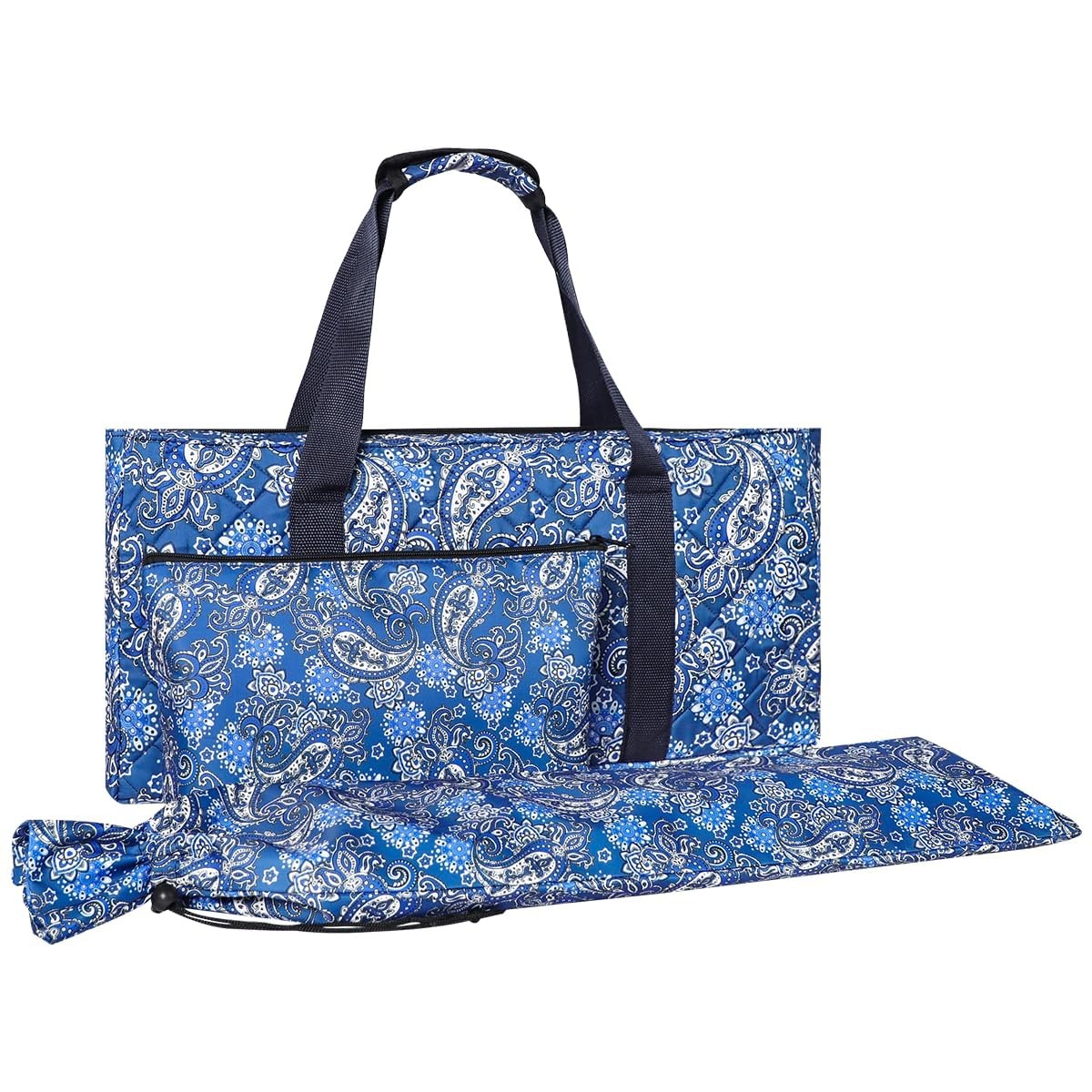 Empty Mahjong Bag,Thickened Blue Printed American Mahjong Set, Tiles Bag and
