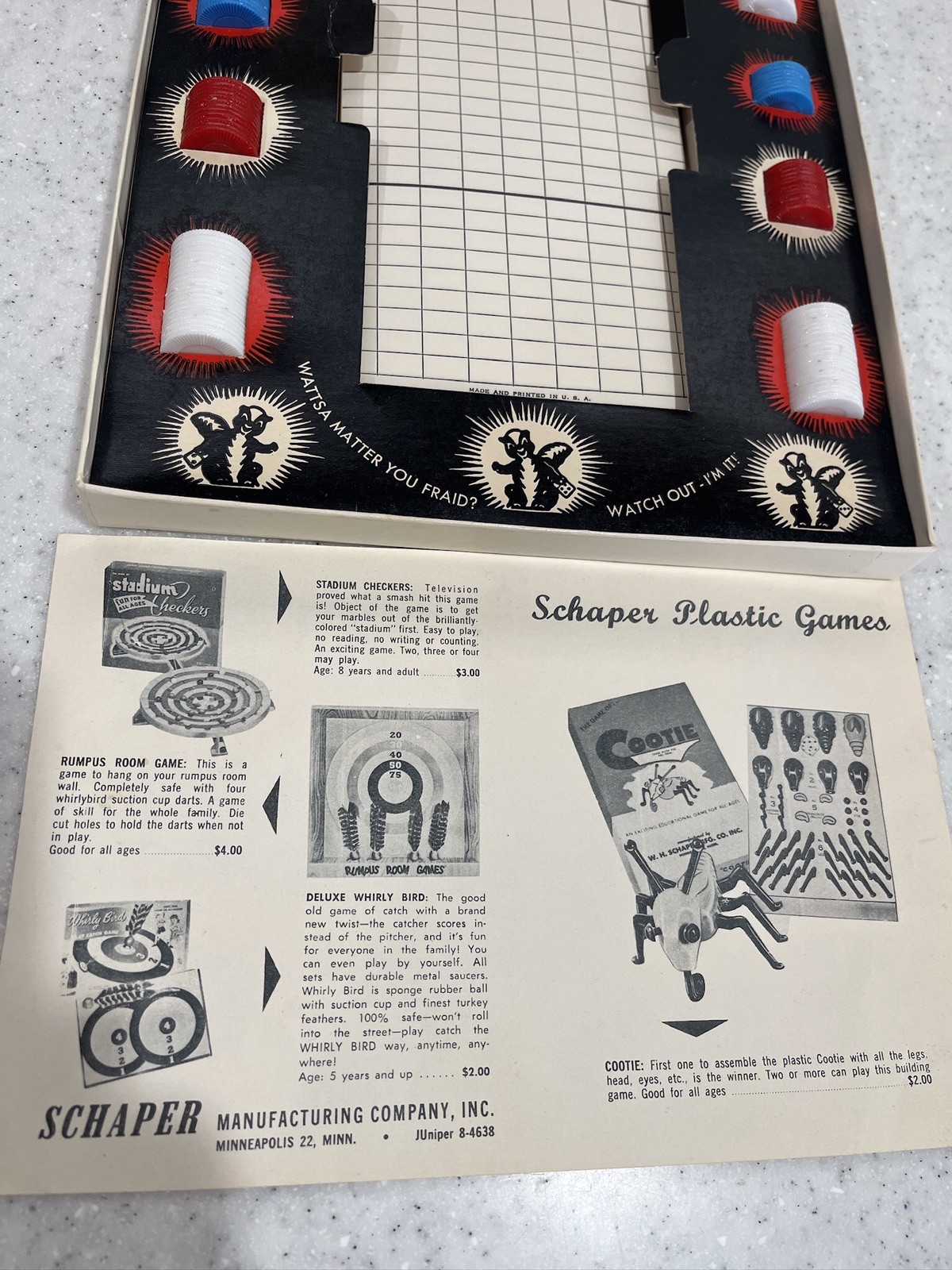 Vtg SKUNK Party Game 1953 #500 Schaper Looks To Be Complete MCM 50s Party *READ*