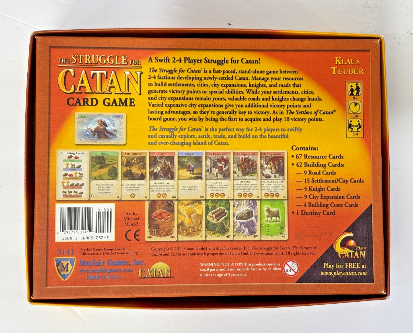 THE STRUGGLE FOR CATAN Multi-Player Card Game 2011 Mayfair Games 3141 Complete