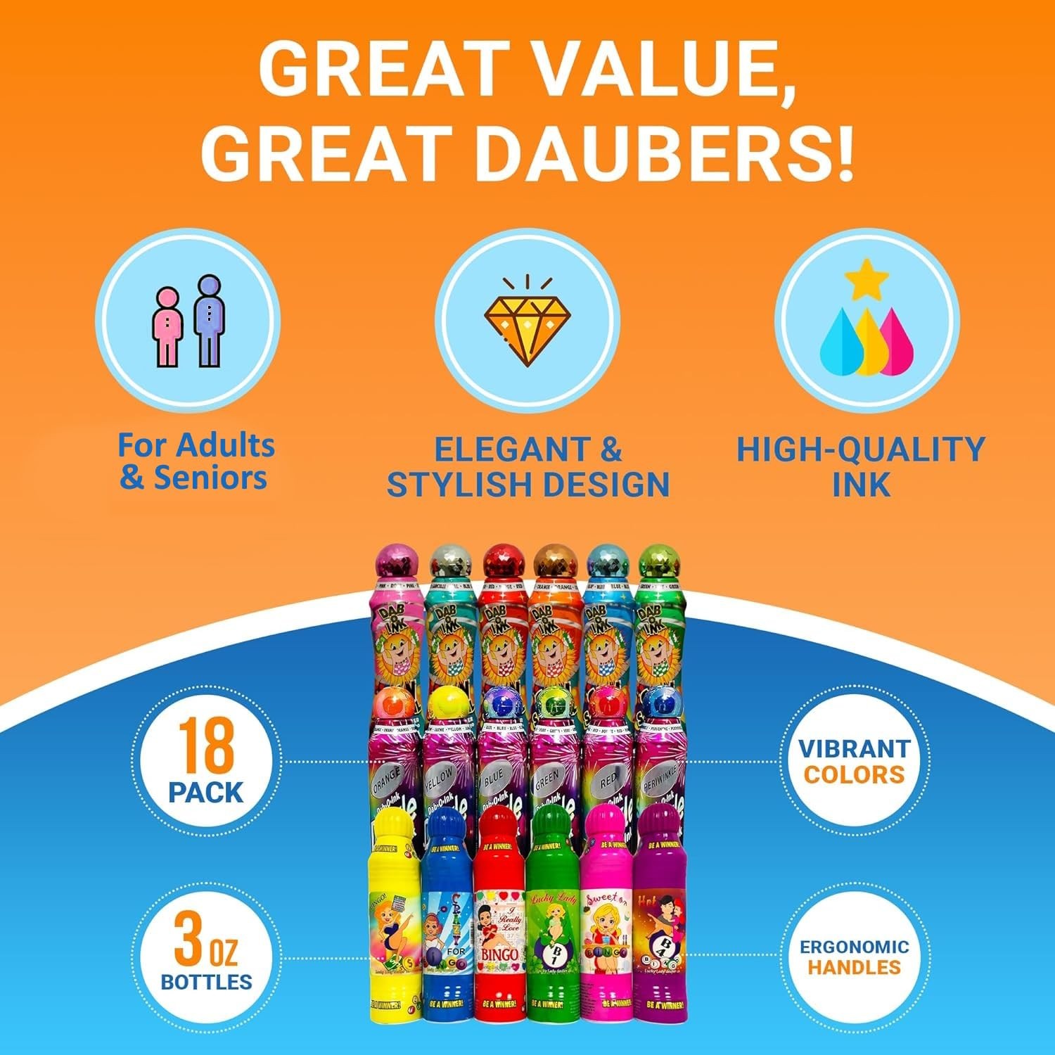 Lucky Lady Bingo Daubers Made with Dab-O-Ink, Sunsational and Dab-O-Ink Dazzl…