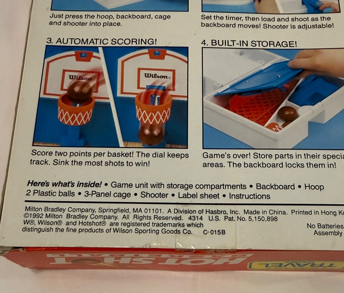 Hot Shot Basketball Milton Bradley Travel Games (Incomplete – no shooter) 1990s