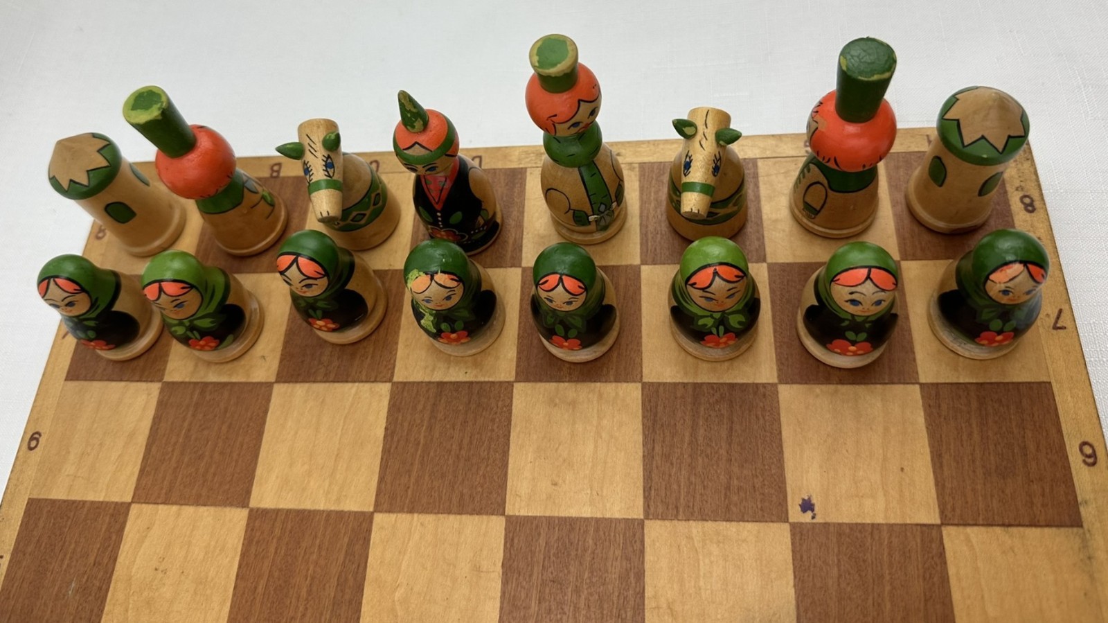 Vintage Chinese Chess Set Wood Pieces Great Condition FREE SHIPPING