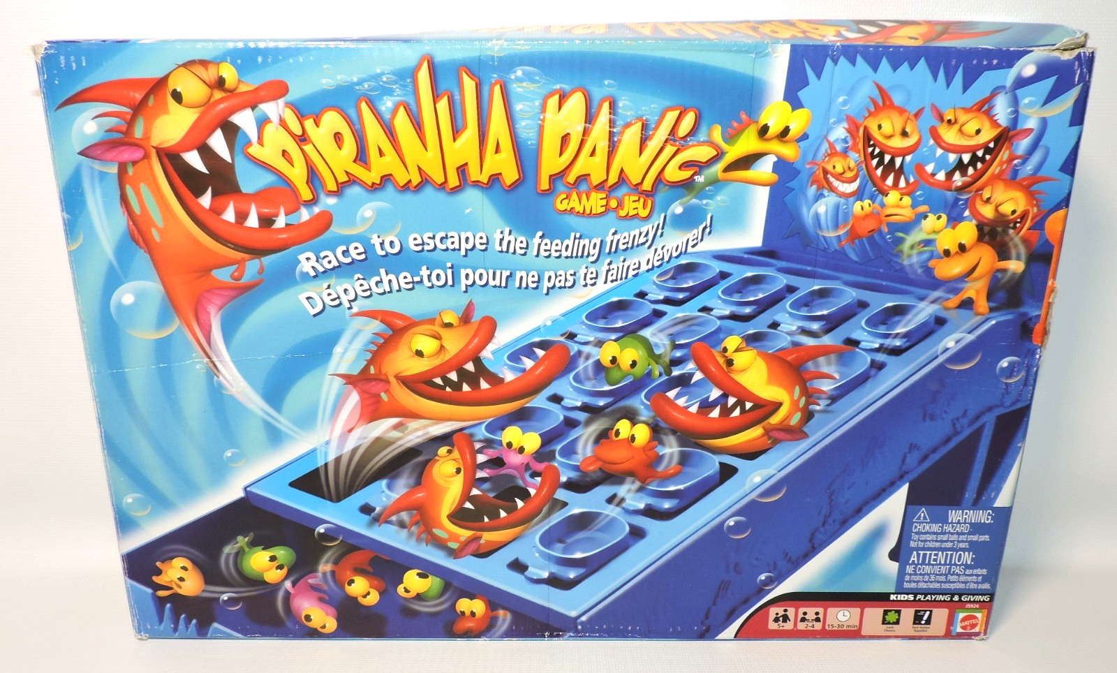 Piranha Panic Board Game, Near Complete, Missing 2 Regular Size Fish Marbles