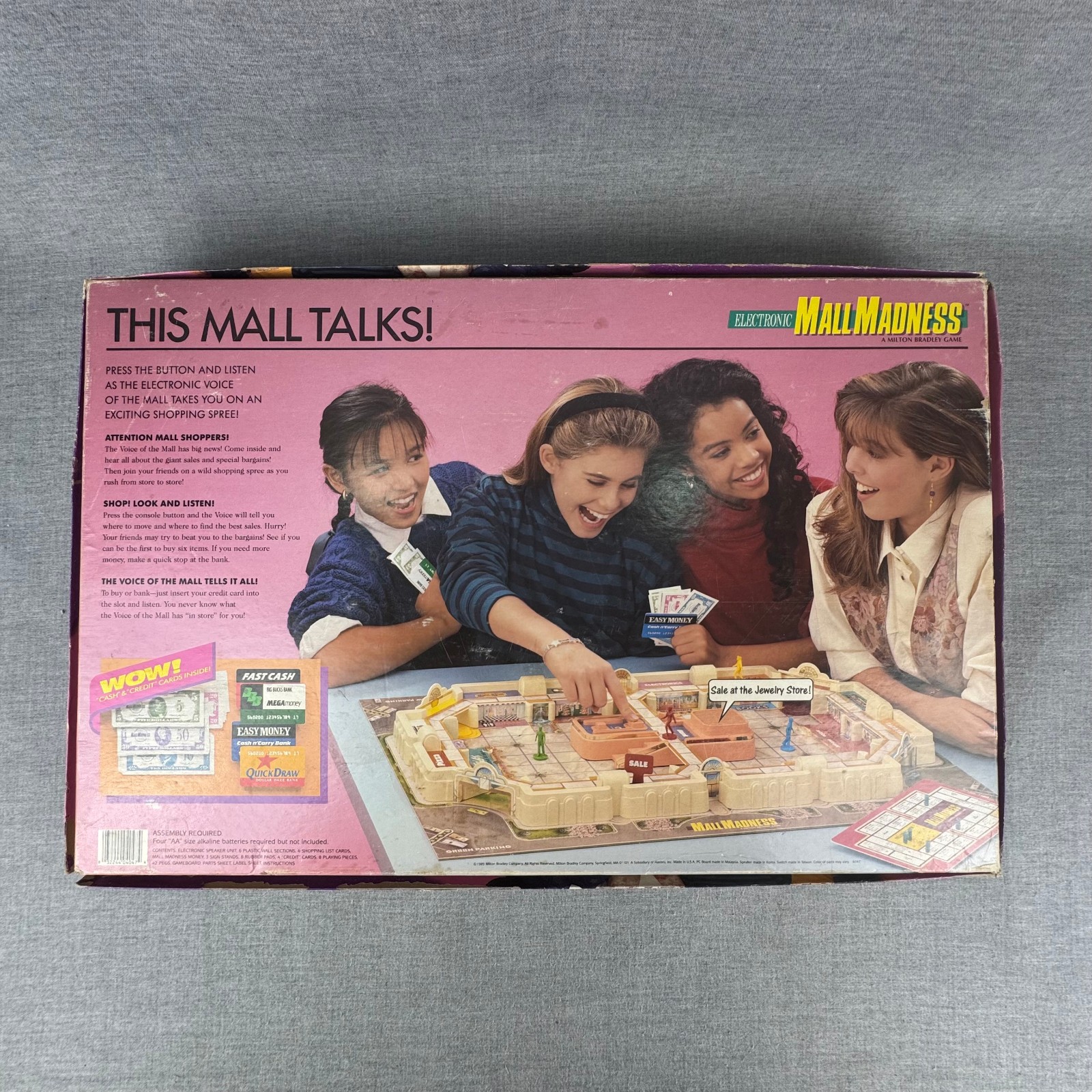 Vintage 1989 Electronic Mall Madness Board Game Milton Bradley Works Incomplete