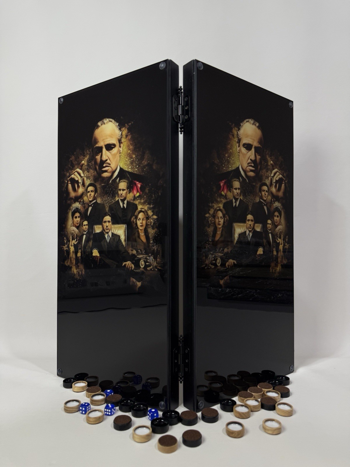 The Godfather Backgammon Board – Handmade Ash Wood & Glass Set, Luxury Gift