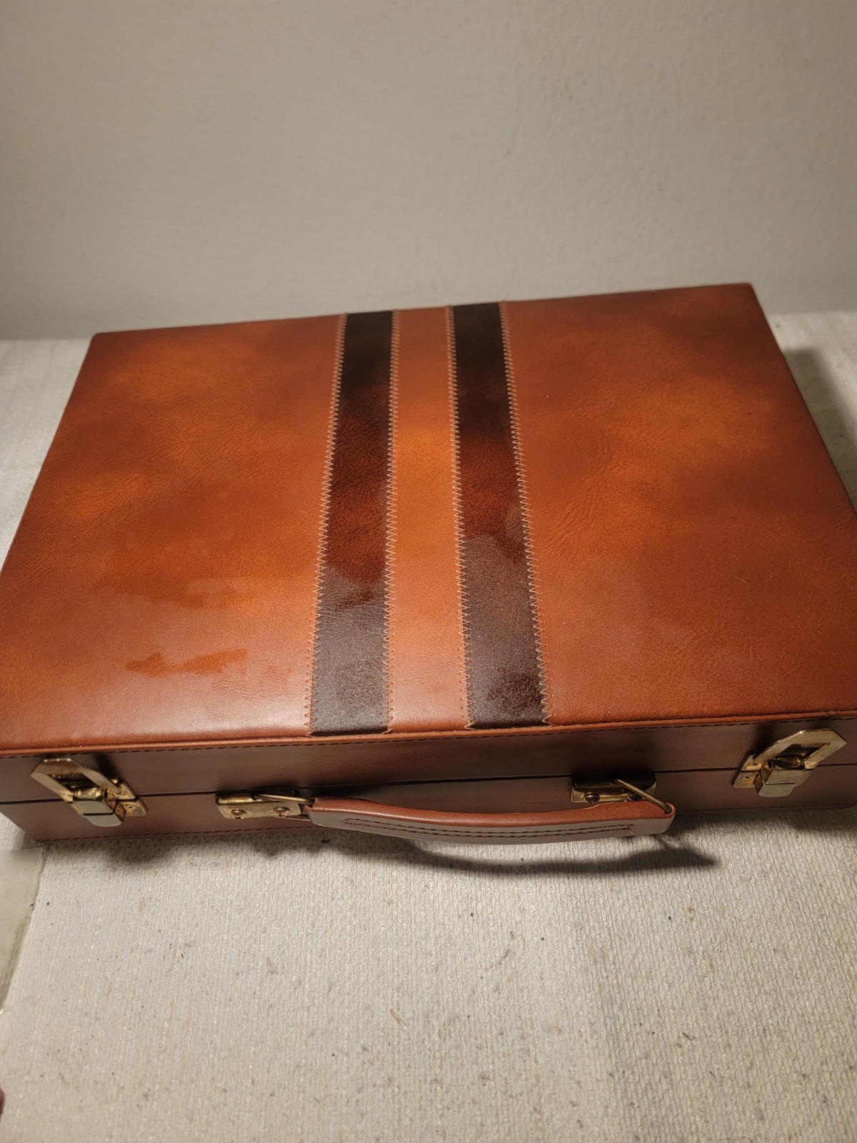 Sunny Brand Vintage Backgammon Set Game With Case Faux Leather W/instructions