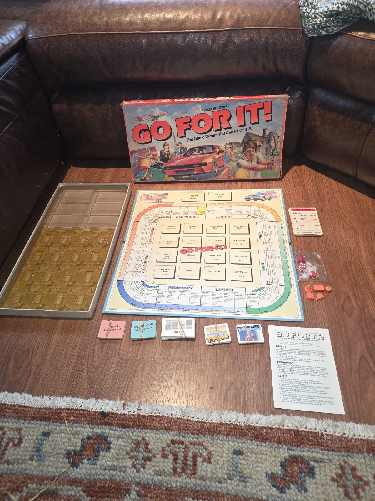 Parker Brothers Go For it Board Game Vintage 1986 Mostly Complete See Pics