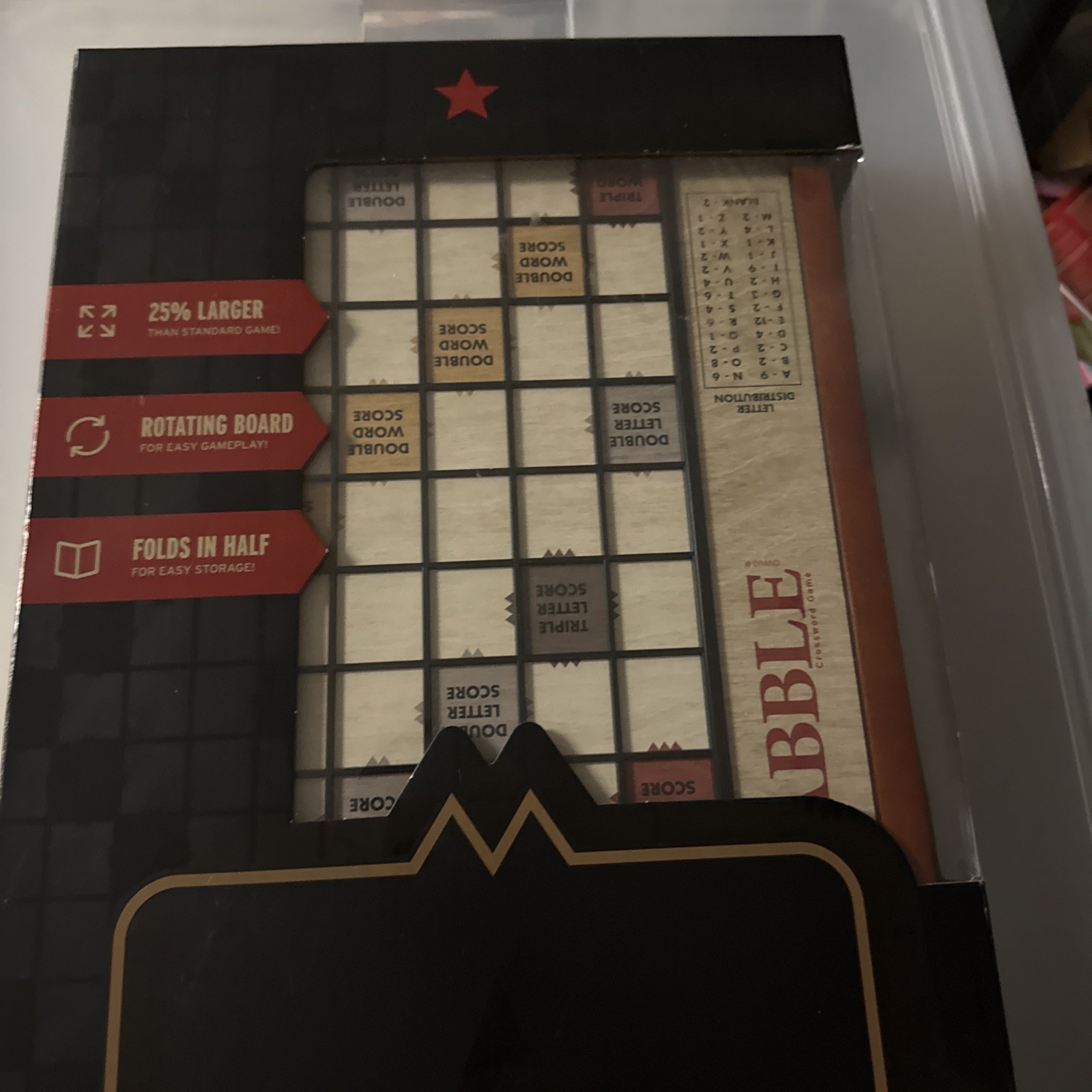 New SCRABBLE Grand Edition -25% Larger, Wooden, Folding, Rotates WS GAME COMPANY