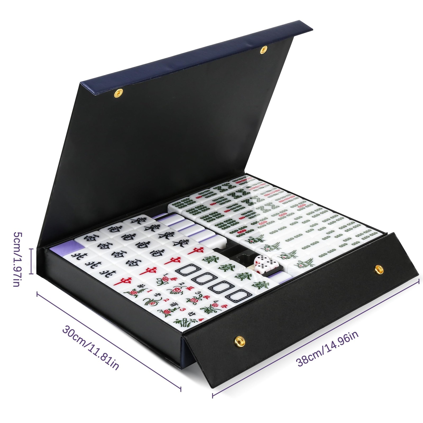 Chinese 1.55″(40MM) Large Purple Mahjong Set with Blue Vinyl Case -152 Melami…