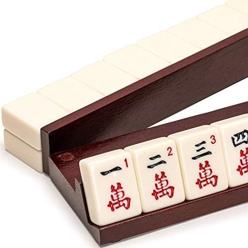 usamjtable American Mahjong Set 166 Tiles Wooden Tile Rack and Pusher (Wood C…