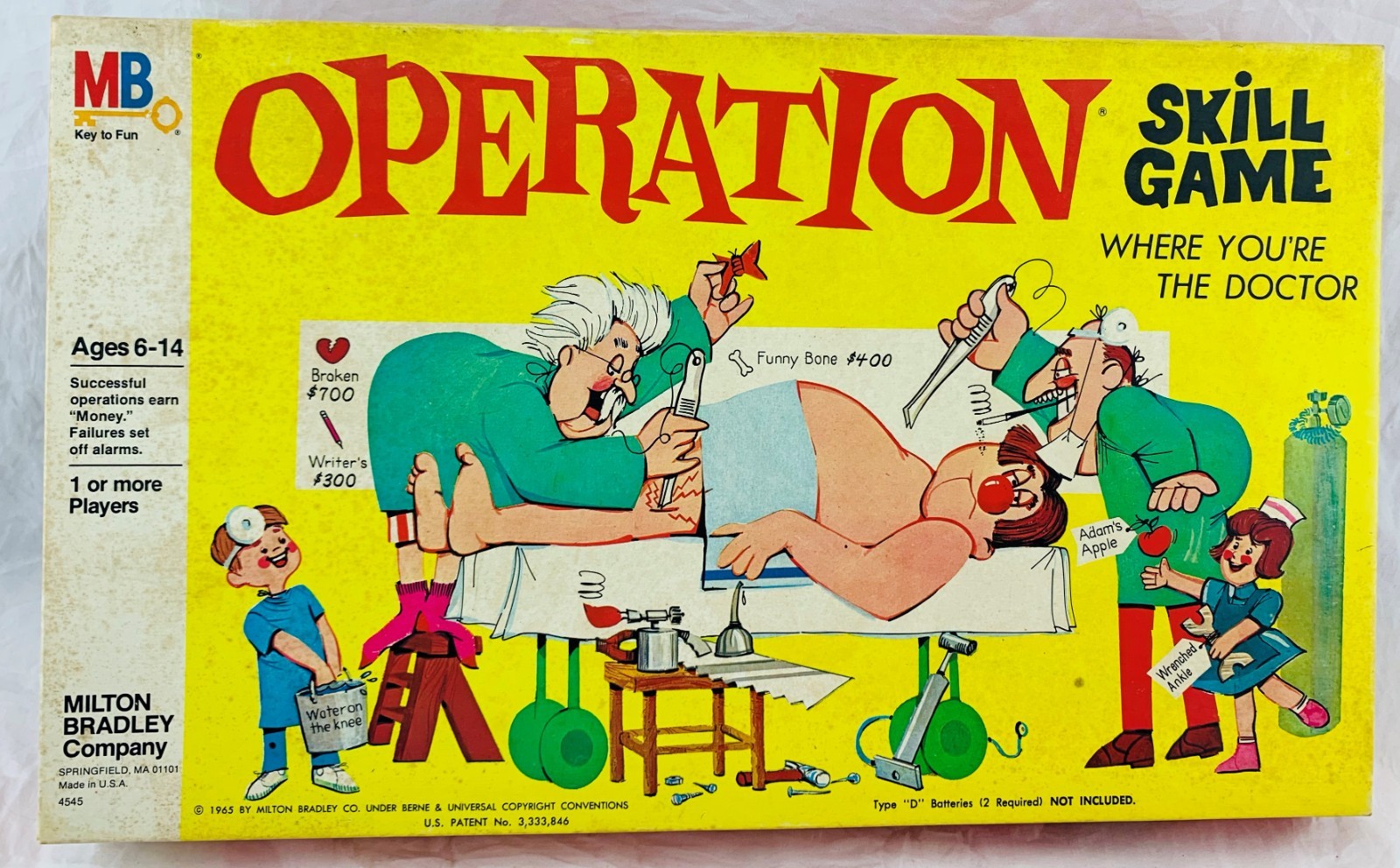 1965 Operation Game by Milton Bradley Complete/Works in Very Good Cond FREE SHIP