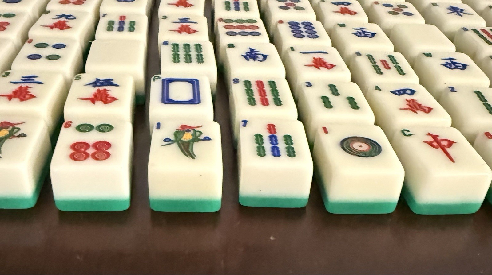 Vintage Mahjong Game Set of 148 Replacements Tiles 148 PCs Green And white