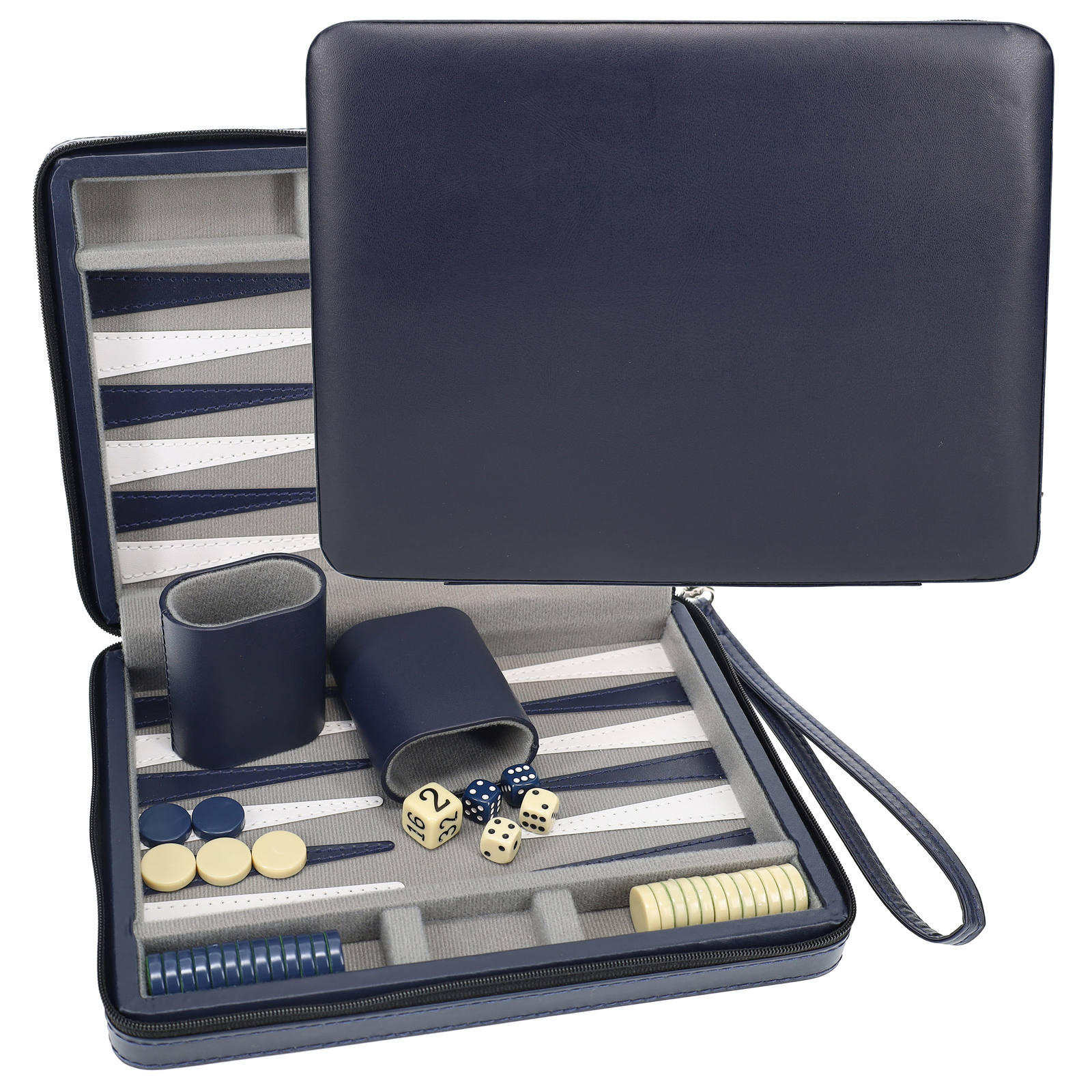 WE Games Magnetic Backgammon Set, Leatherette Case, Carrying Strap – Travel Size