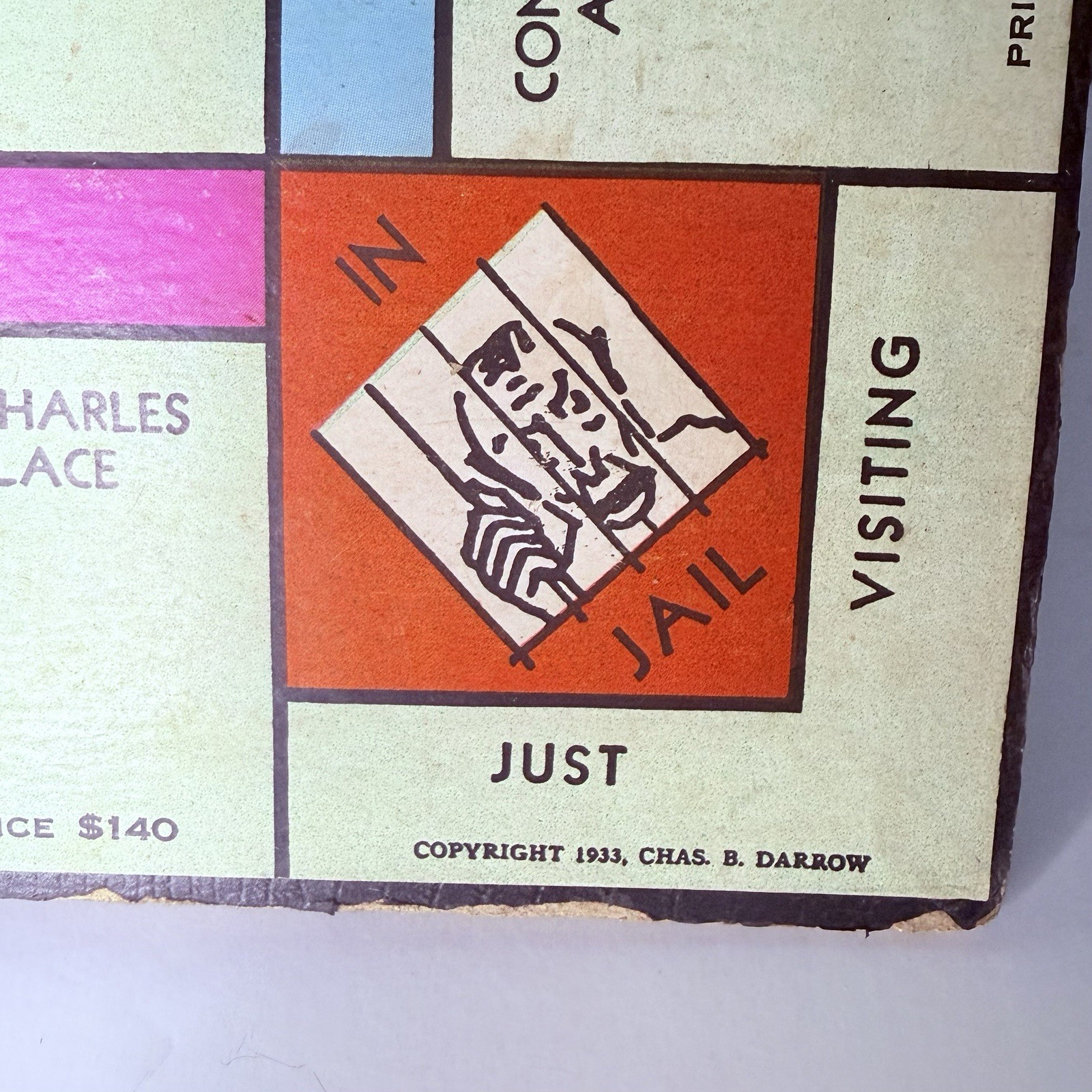 VINTAGE MONOPOLY BOARD 1935 – 1933 CHAS. B. DARROW- BOARD ONLY