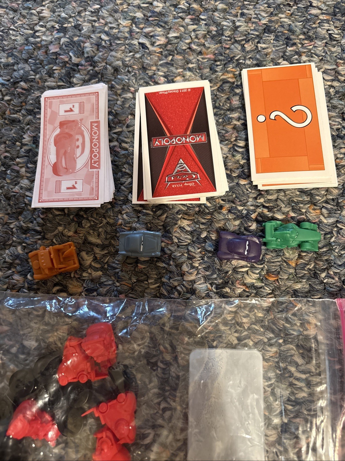 Disney Pixar Cars 2 Monopoly Game Lightning McQueen Racetrack Game COMPLETE Used