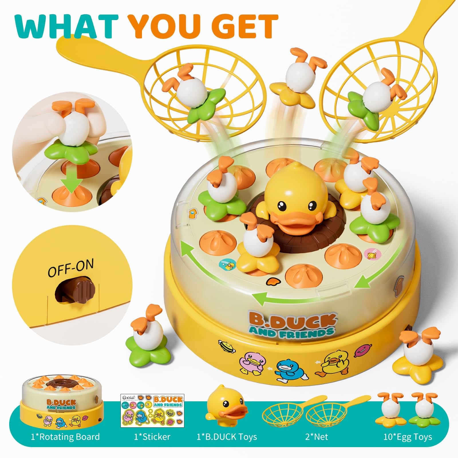B.Duck Games, Bounce and Catch Board Game for Kids Age 4-6, Interactive & Mus…