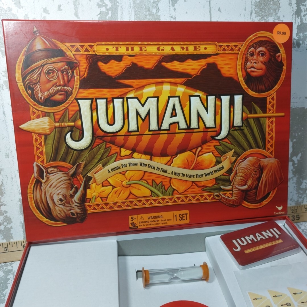 Jumanji Board Game Complete Fantasy Family Game for Ages Cardinal Open Box