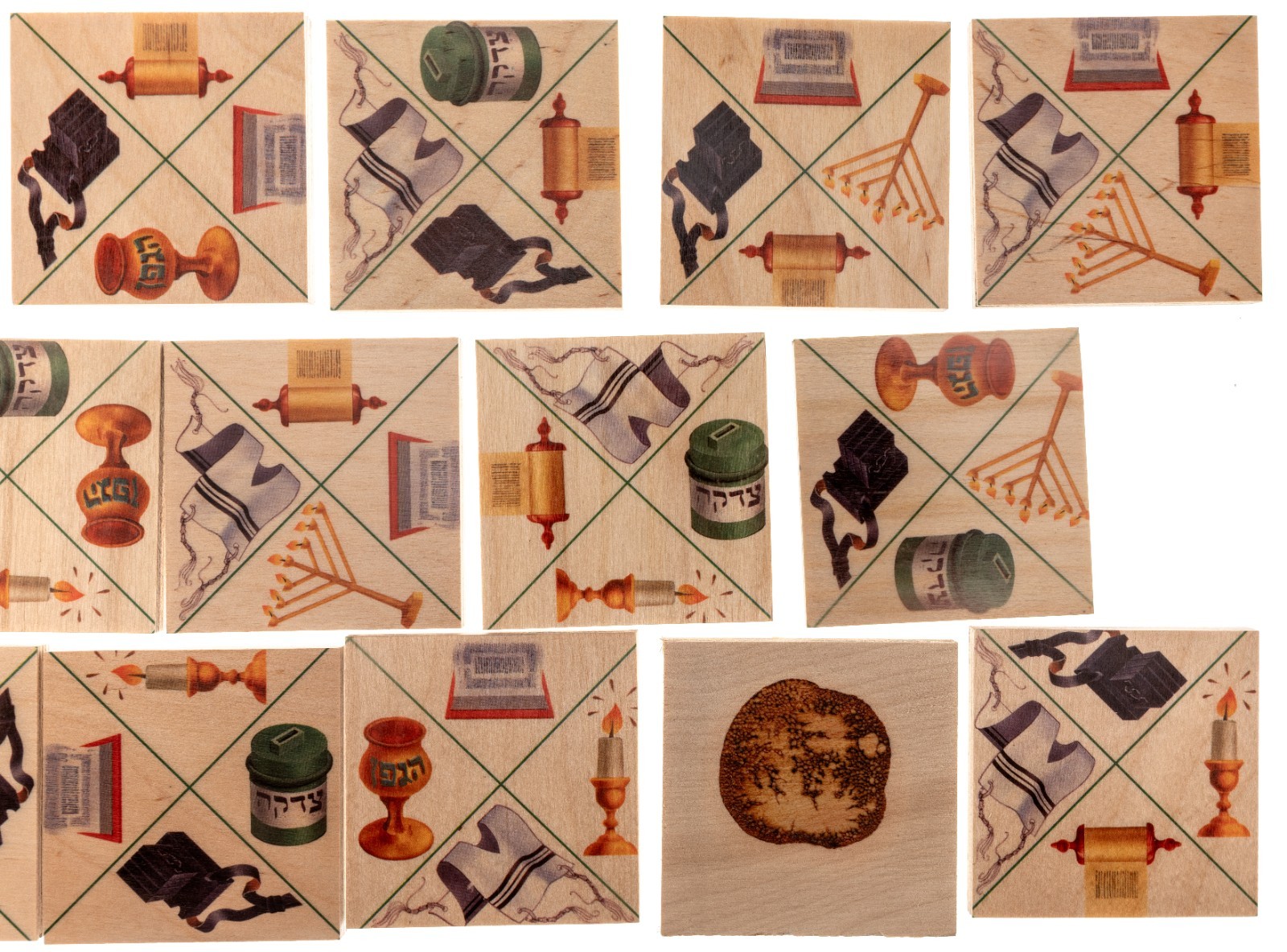Domino Kadoche 20 Wood Pieces 7x7cm 1990 Attal Sarl Tsippie Toys Made in France