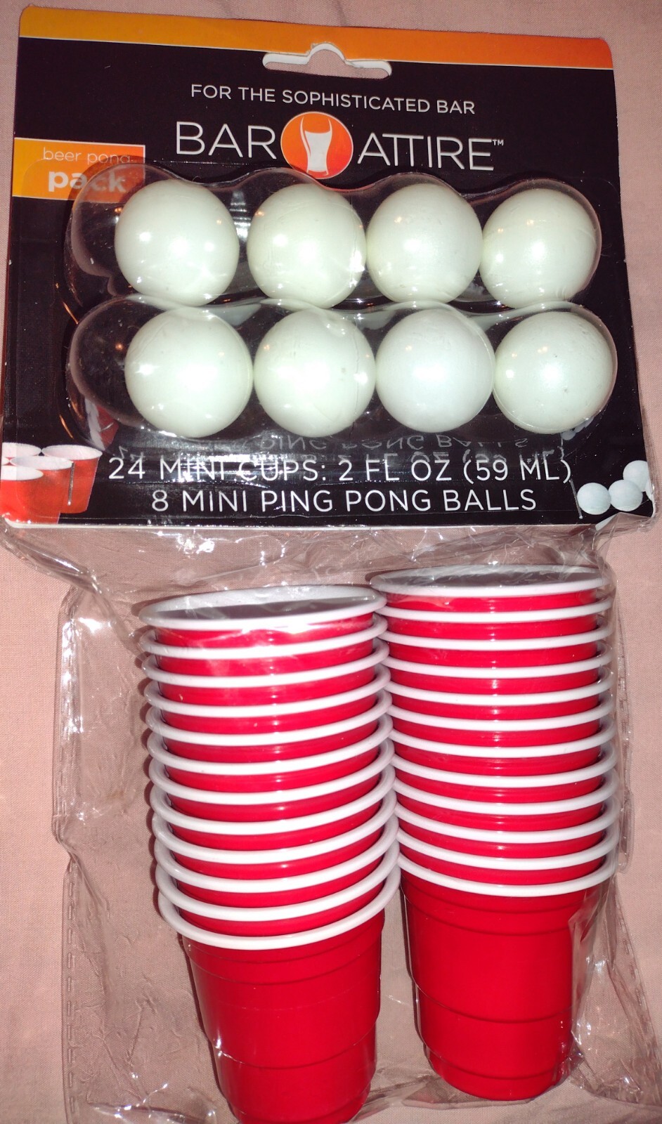 Mini Beer Pong Set- 24 cups & 8 mini balls – Enuf for 2 Games – Frat Party Fun