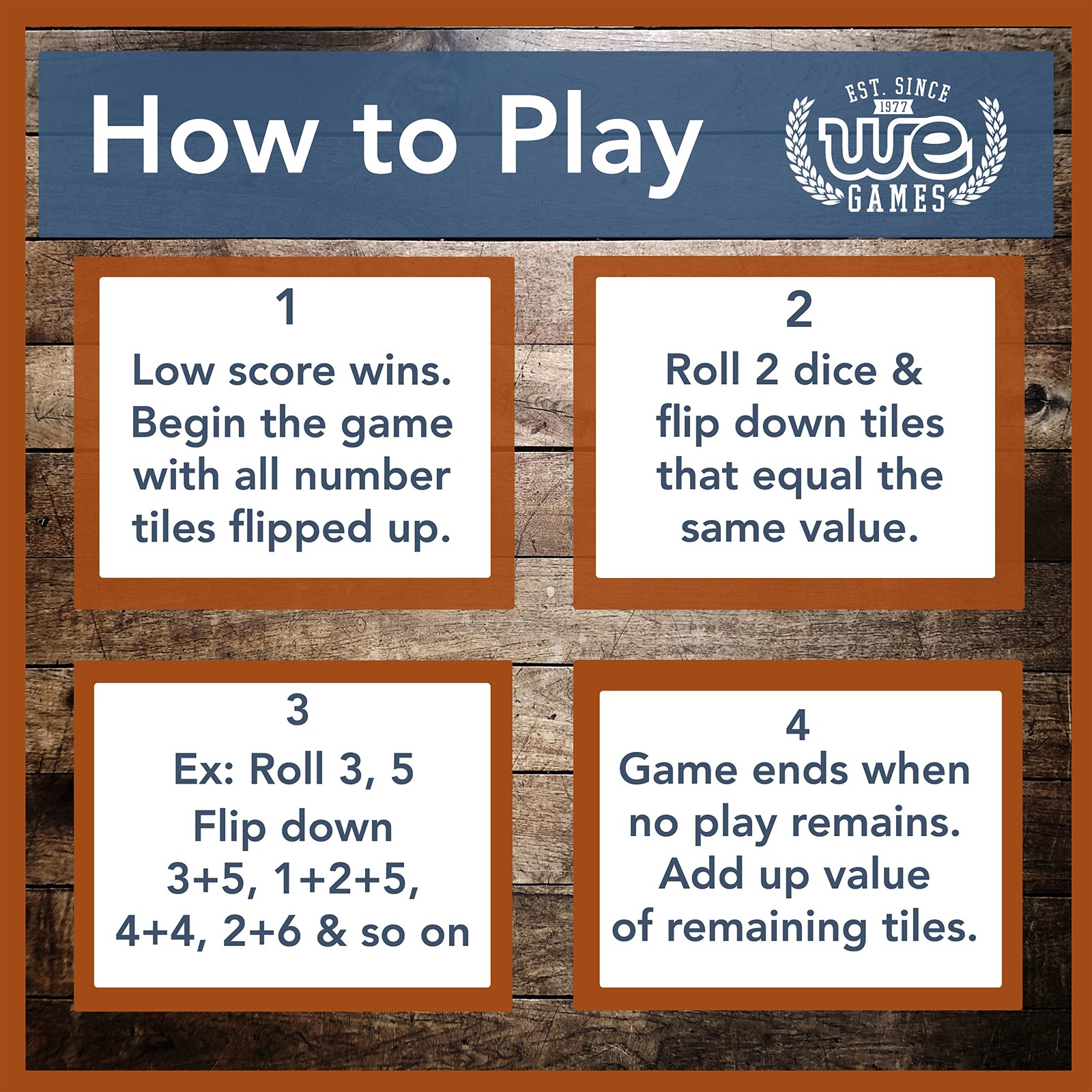 WE Games Mini Shut The Box Game Wooden – 5.5 inches, 9 Number Flip Tiles, Travel