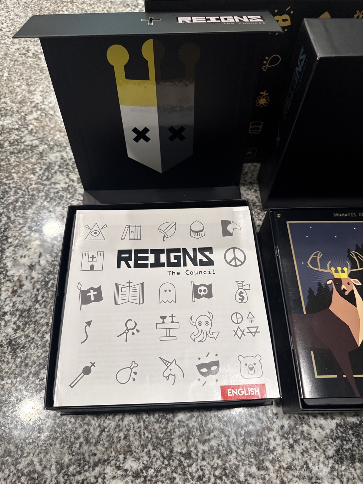 Reigns: The Council Kickstarter Board Game 100% Complete Very Good Condition