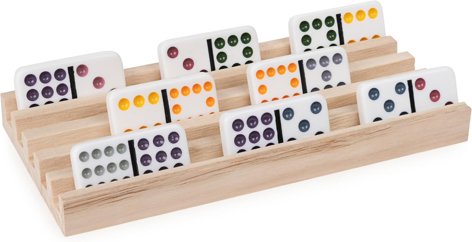 Spin Master Games, Wooden Domino Racks, Set of 4 Trays for Mexican Train Dominoe