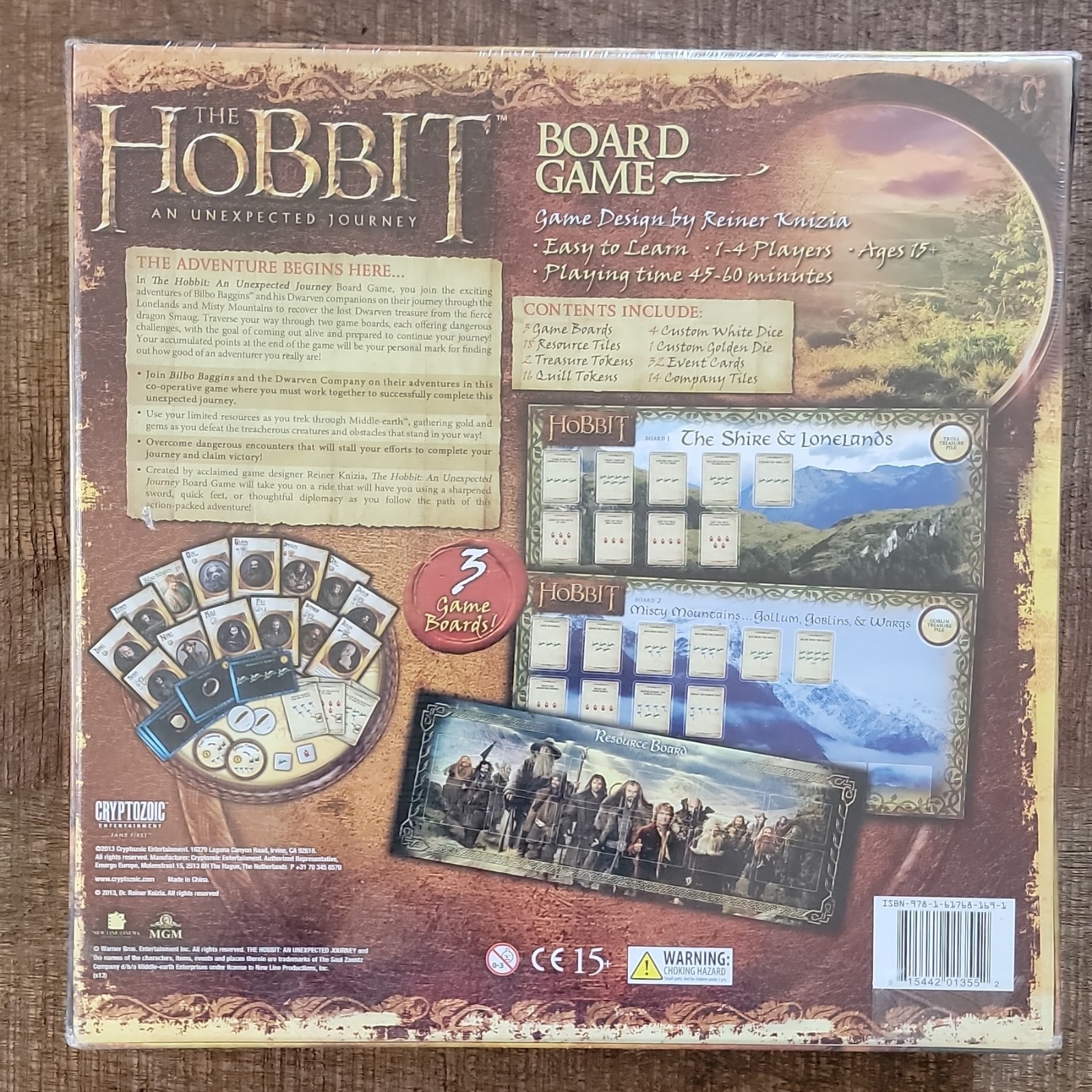 Cryptozoic The Hobbit: An Unexpected Journey Board Game 1-4 Players 15+ 3 Boards