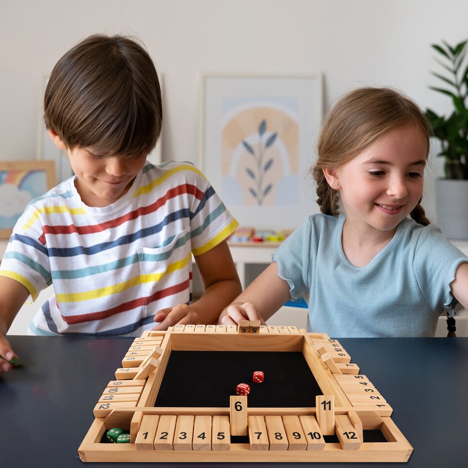 4-Player 12 Number Shut The Box Dice Game. Family Party Porch Pub Bar Board Game