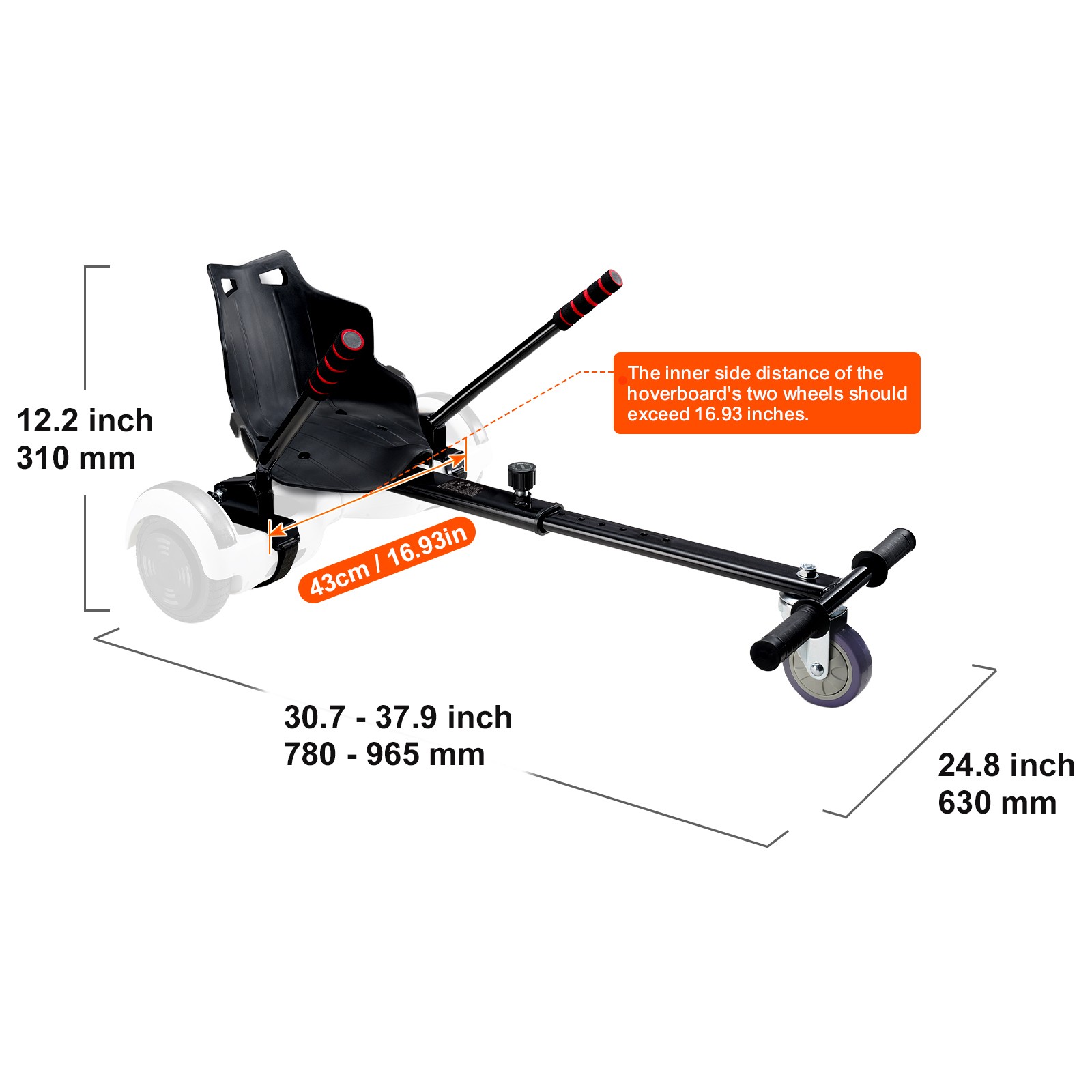 Universal Seat Hoverboard Converts Go Kart Attachment for Adults Kids Adjustable