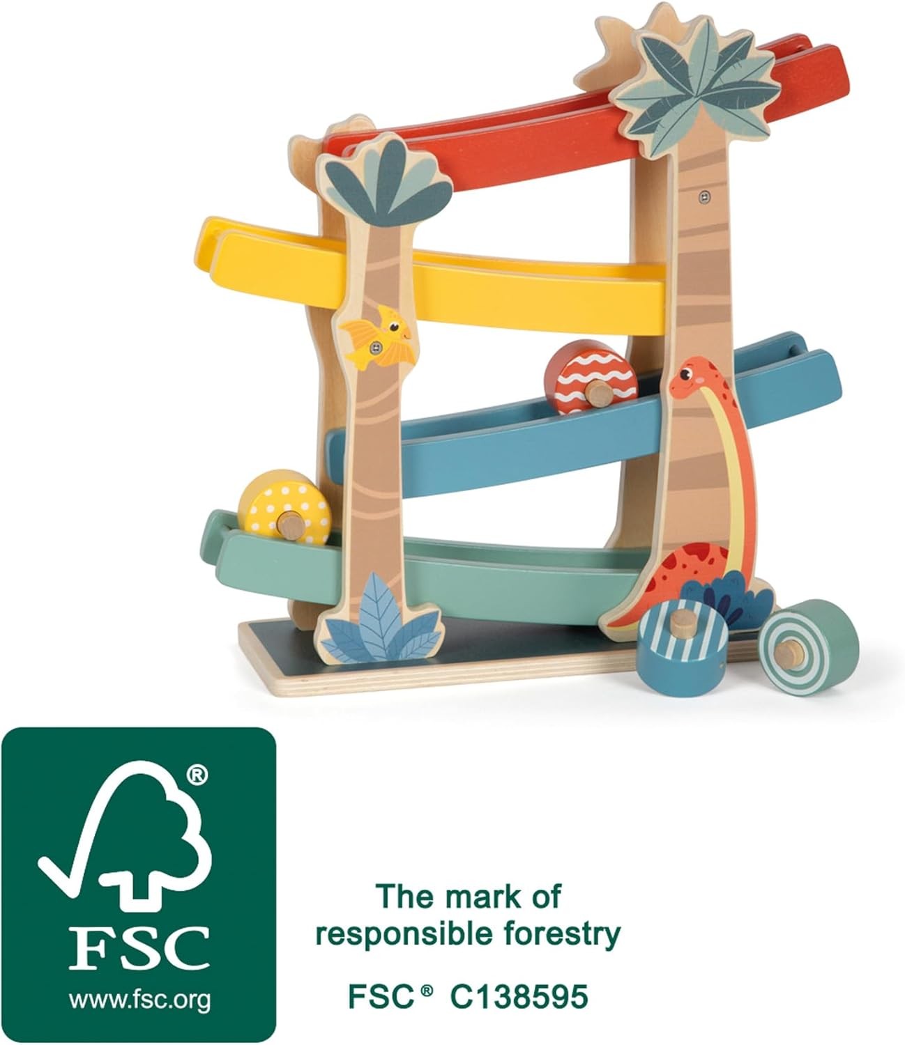 small foot Dino, Robust Marble Run Made of FSC 100%-Certified Wood, for Kids Age