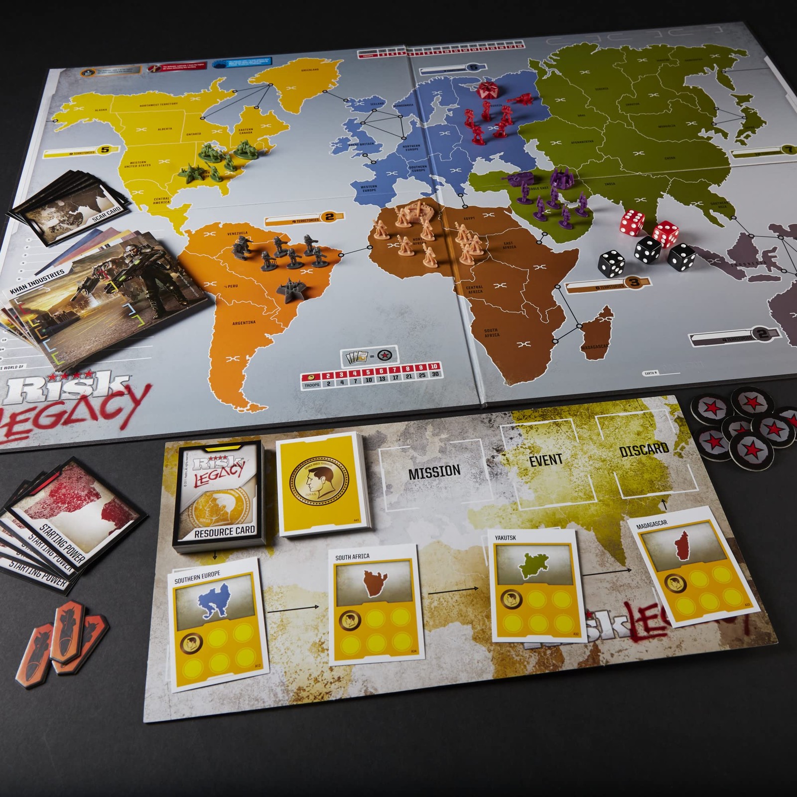 Risk Legacy Board Game Modern Warfare Strategy Legacy Gameplay for 3-5 Players