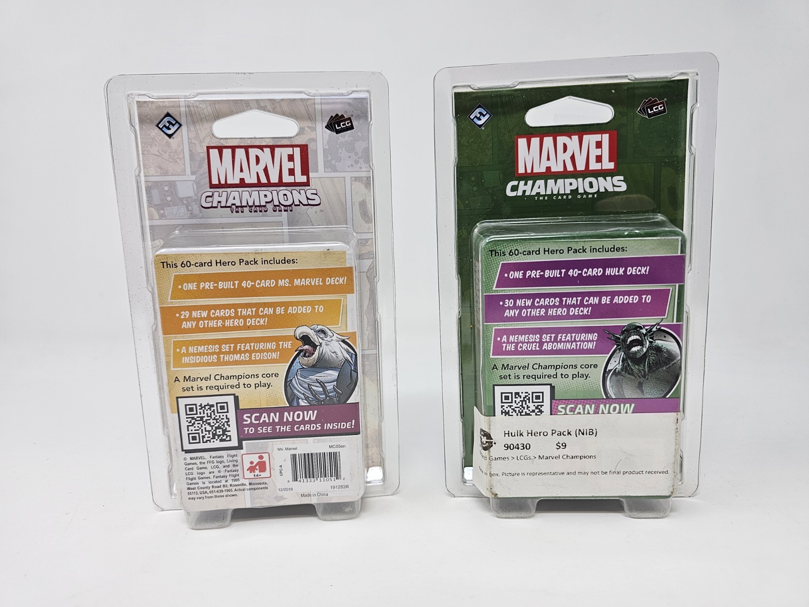 Marvel Champions Hulk & Ms. Marvel Hero Packs – Opened, Unplayed