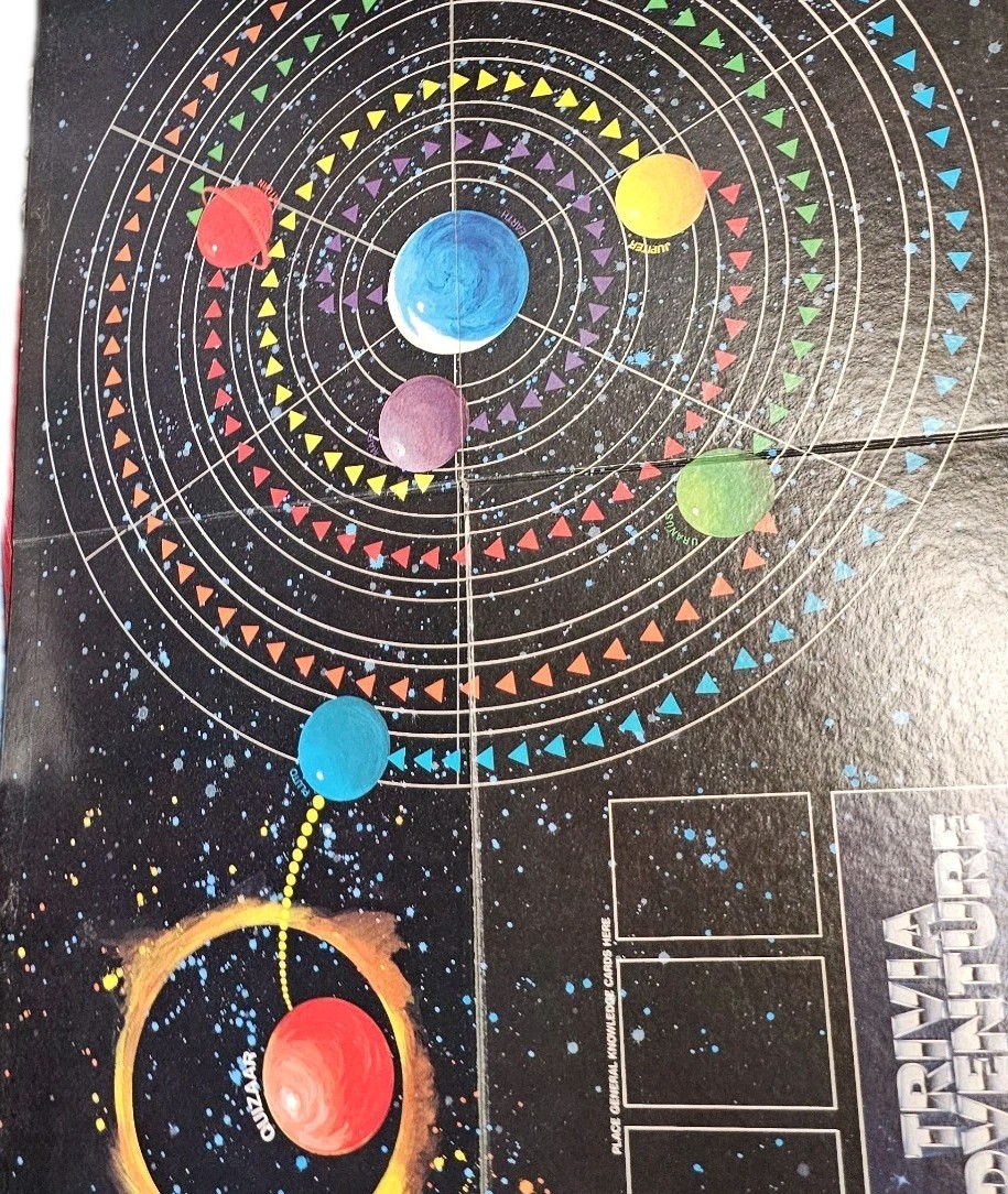 Trivia Adventure Quiz Game Pressman 1Q 2000 7 And Up 1980s Board Game Complete