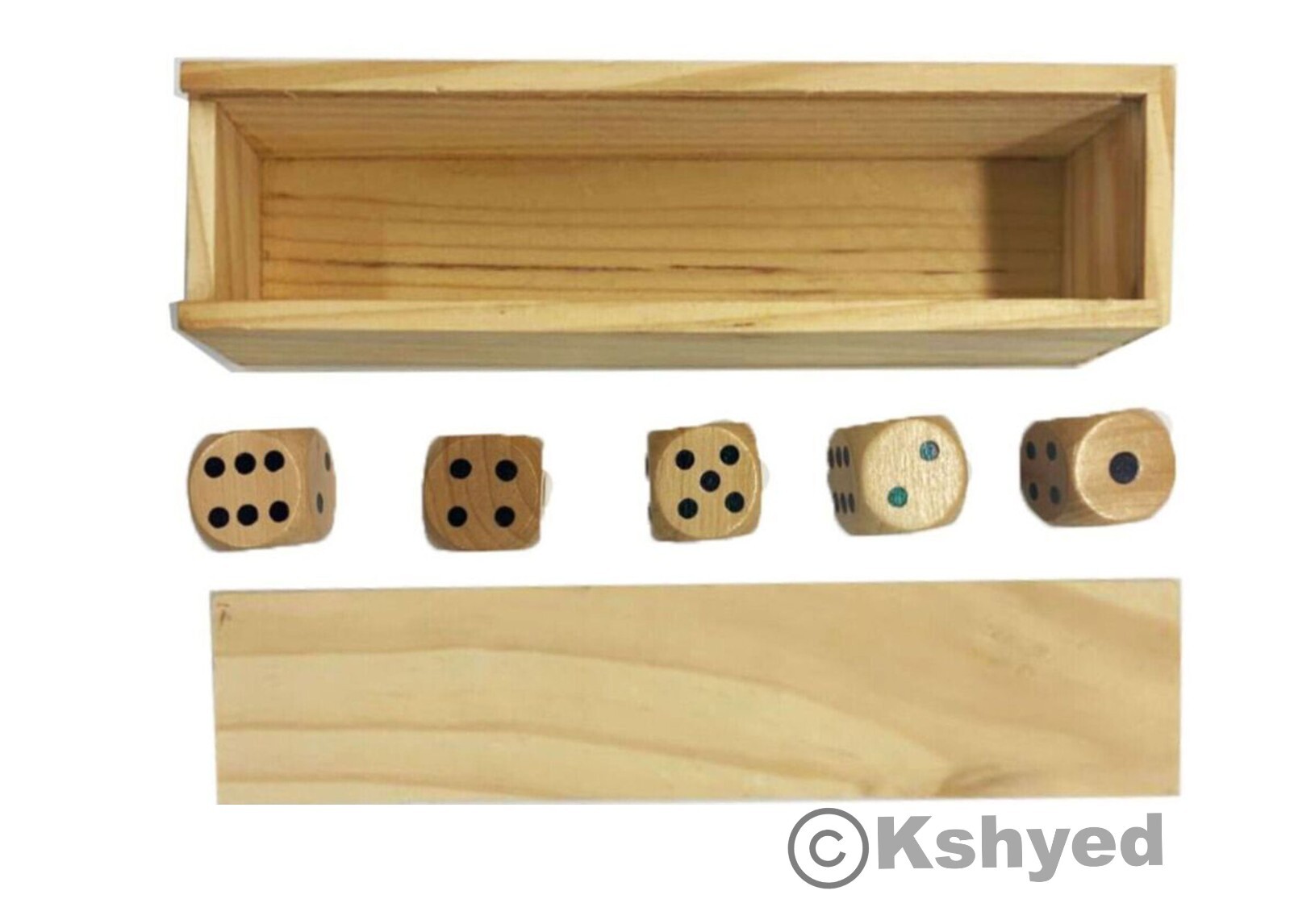 (1 Pack) 5Pcs/set Wooden D6 Dice Game Set with Handmade Storage Box, Party Toy